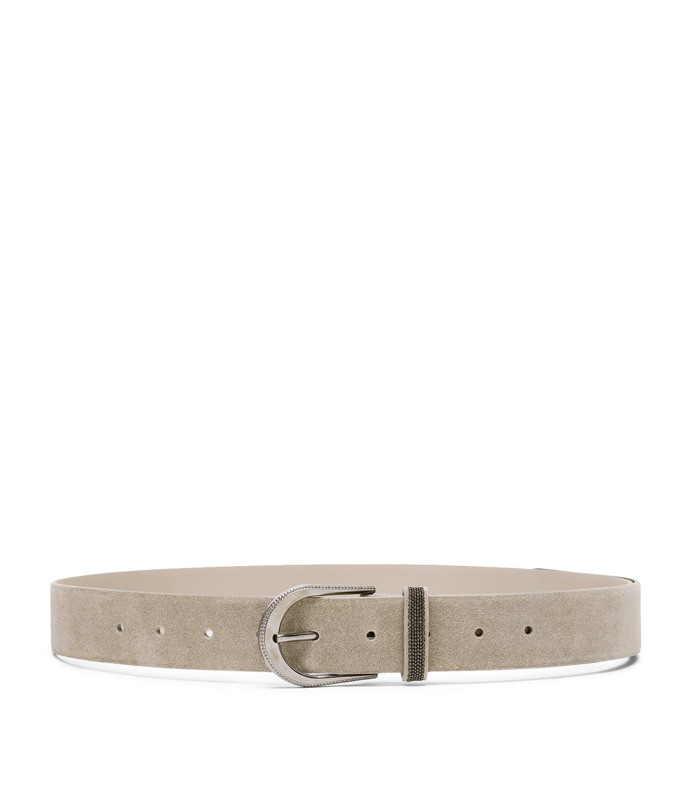 Brunello Cucinelli Sueded Calfskin Belt In Sand