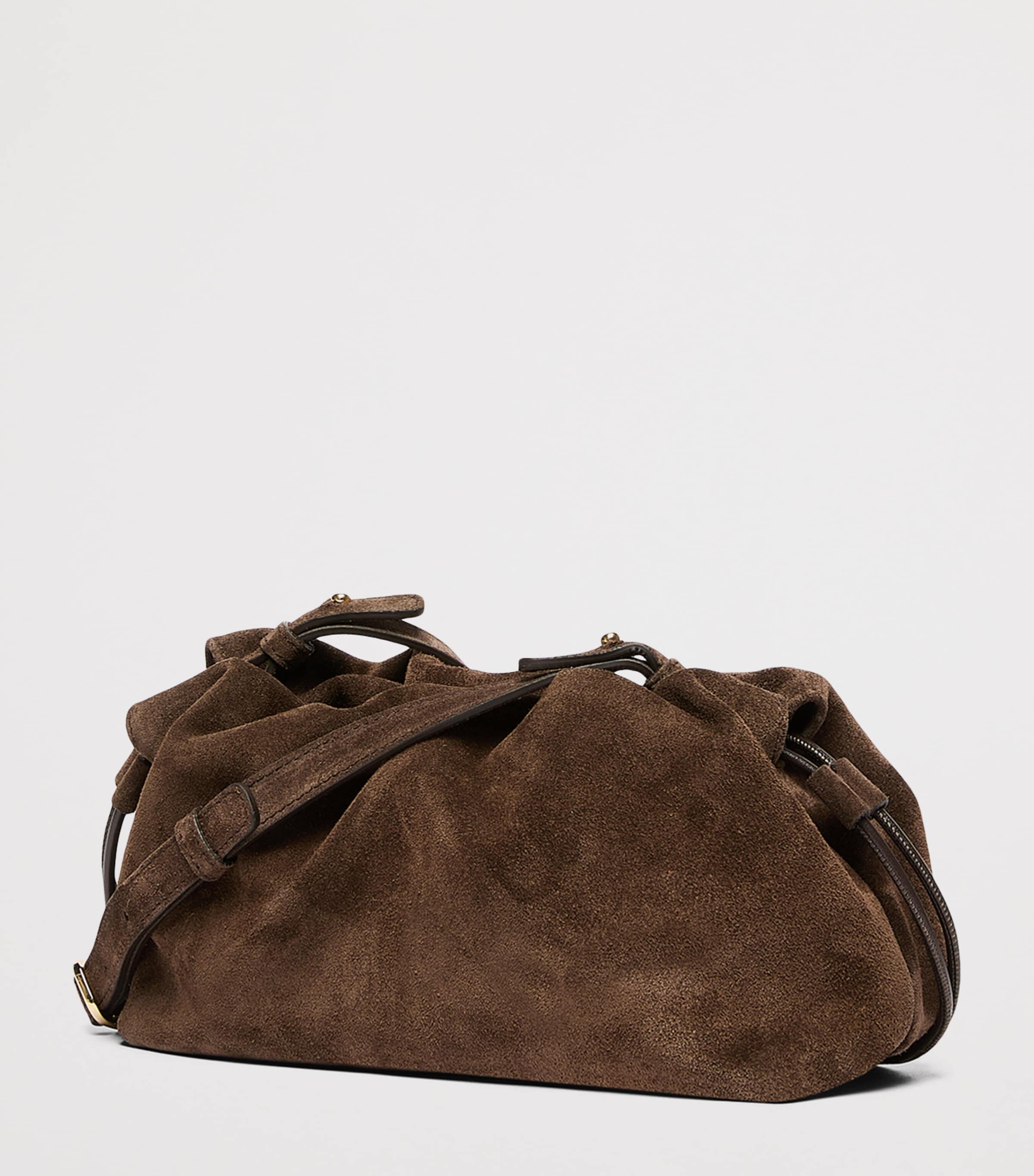Marella Suede Clutch Bag Dark Brown Image 3