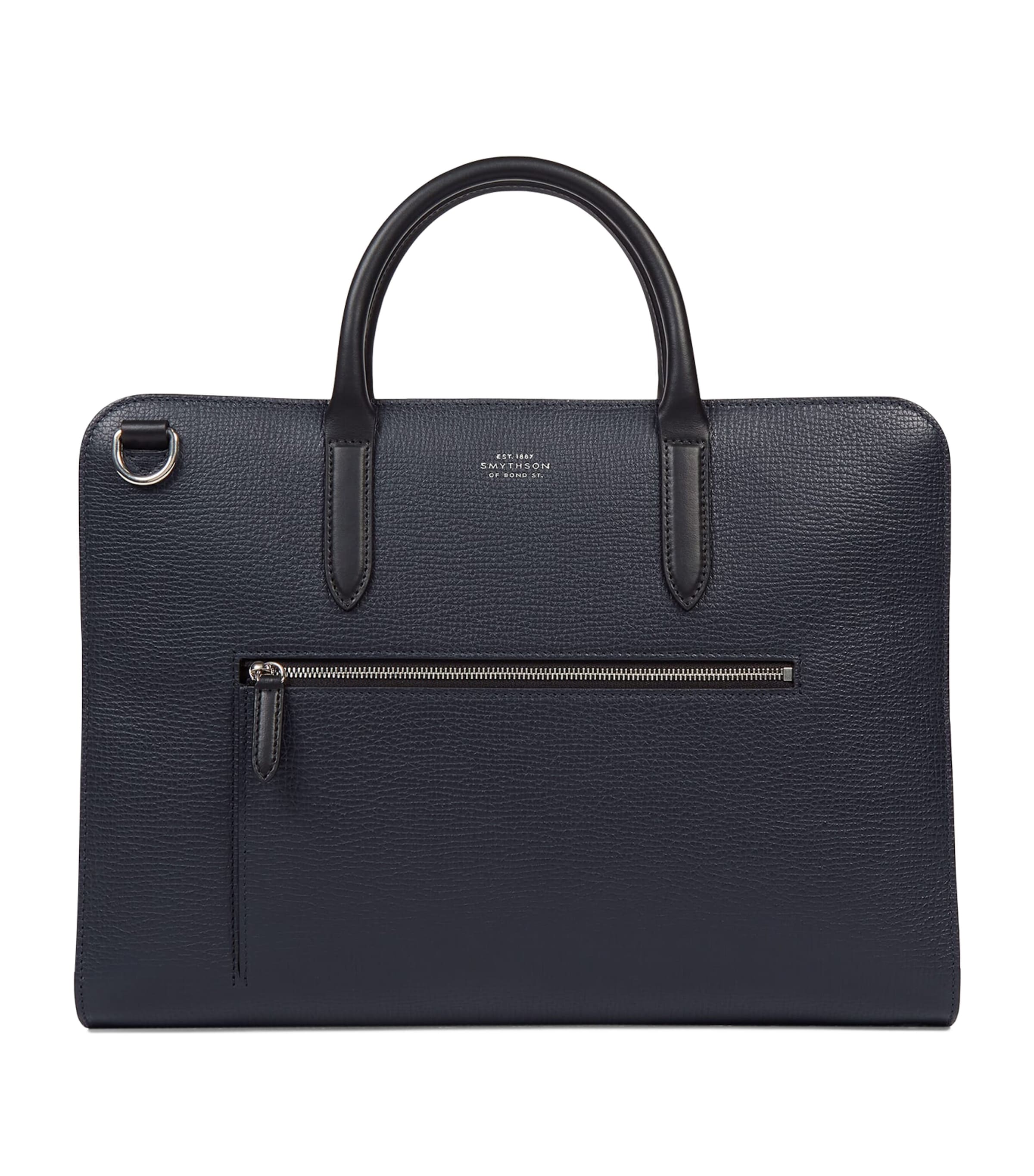 Leather Ultra Slim Briefcase NAVY Image 1