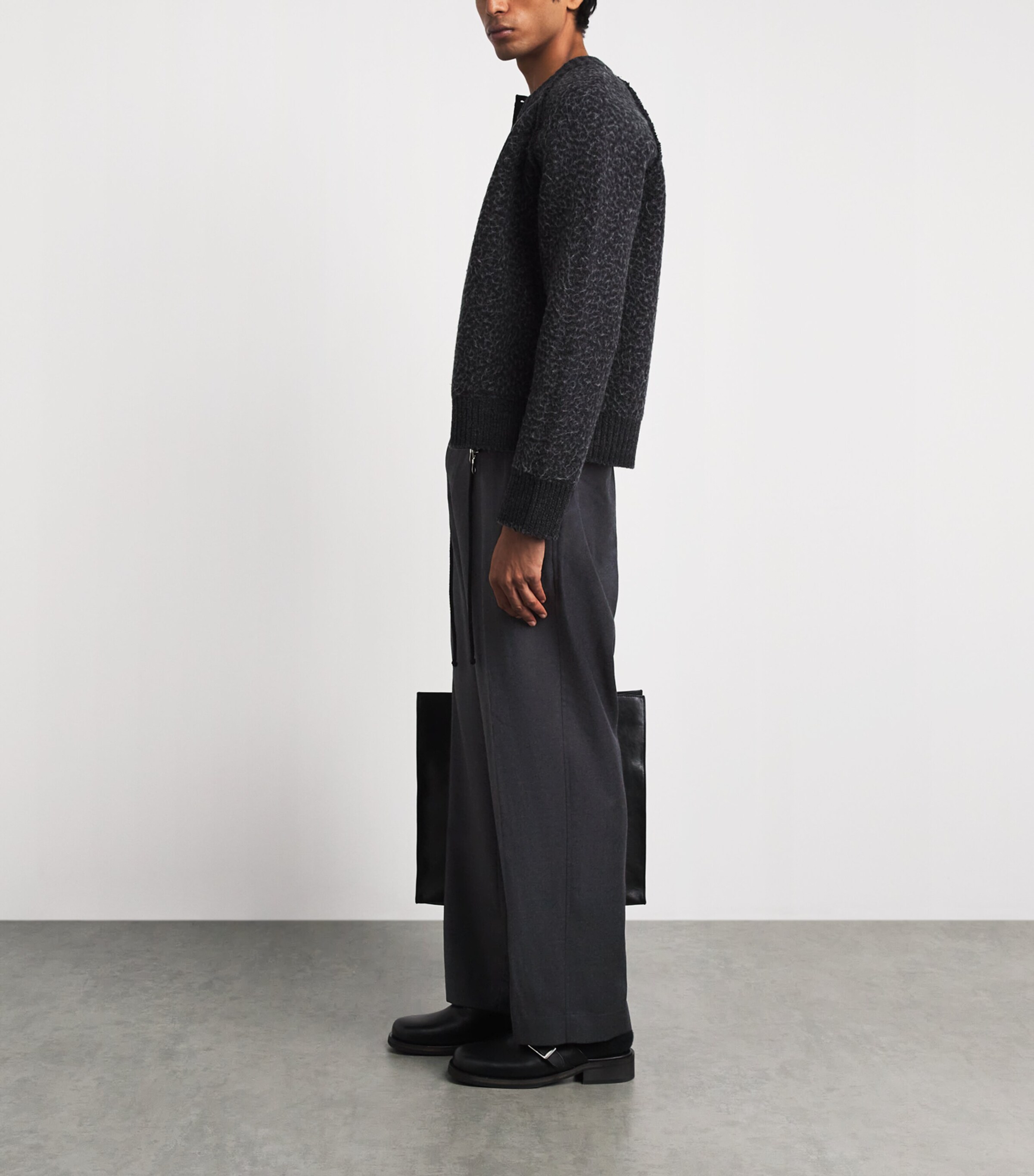 Craig Green Mens Wool Lace Wide-Leg Trousers Grey Image 2