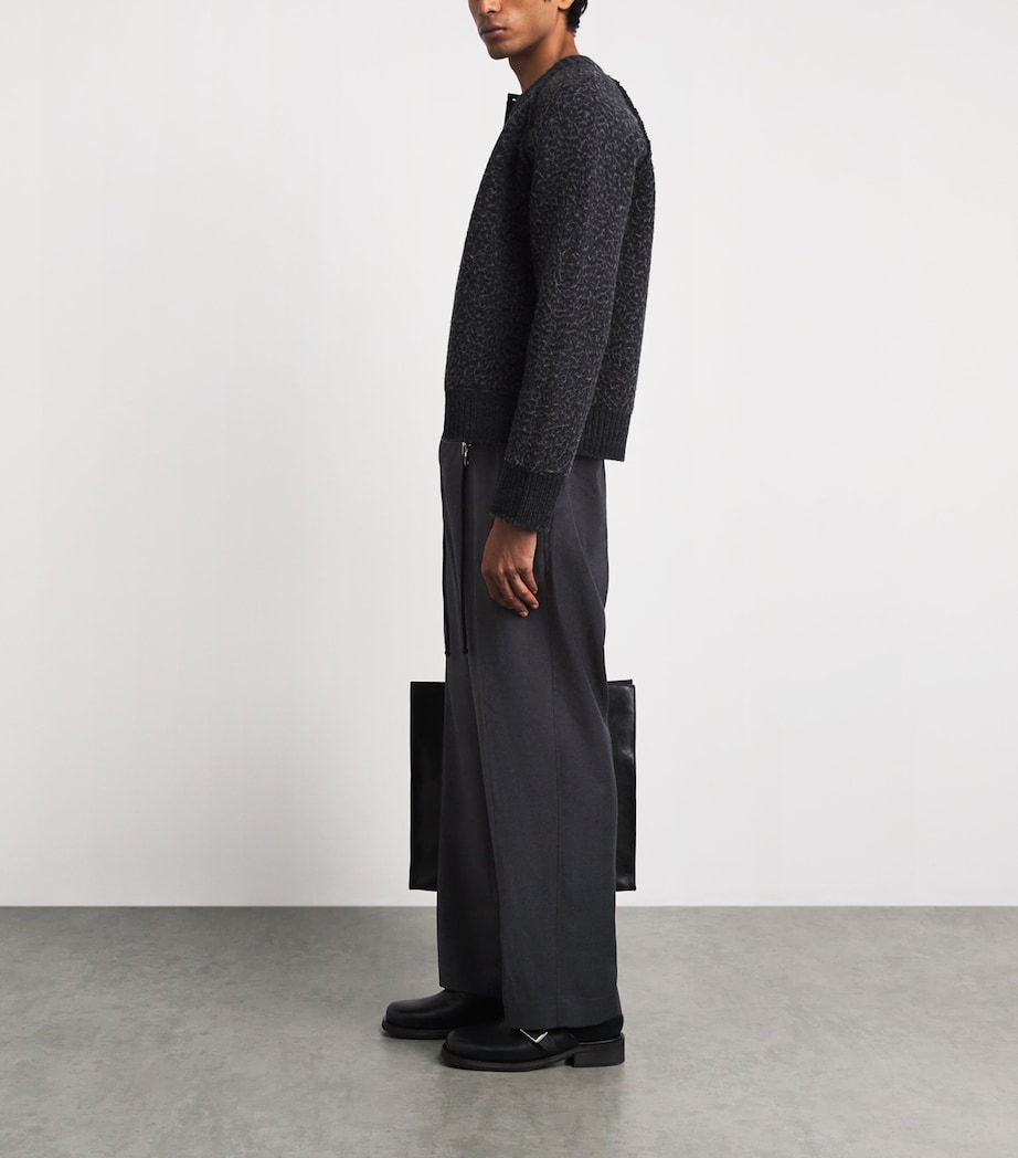 Craig Green Mens Wool Lace Wide-Leg Trousers Grey Image 2
