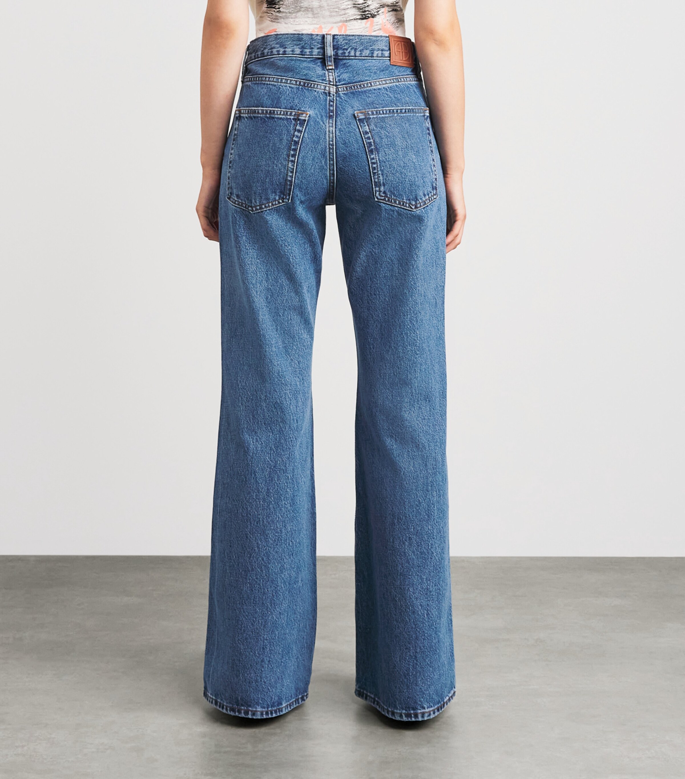 ANINE BING Womens Wyatt High-Rise Flared Jeans Blue Image 5