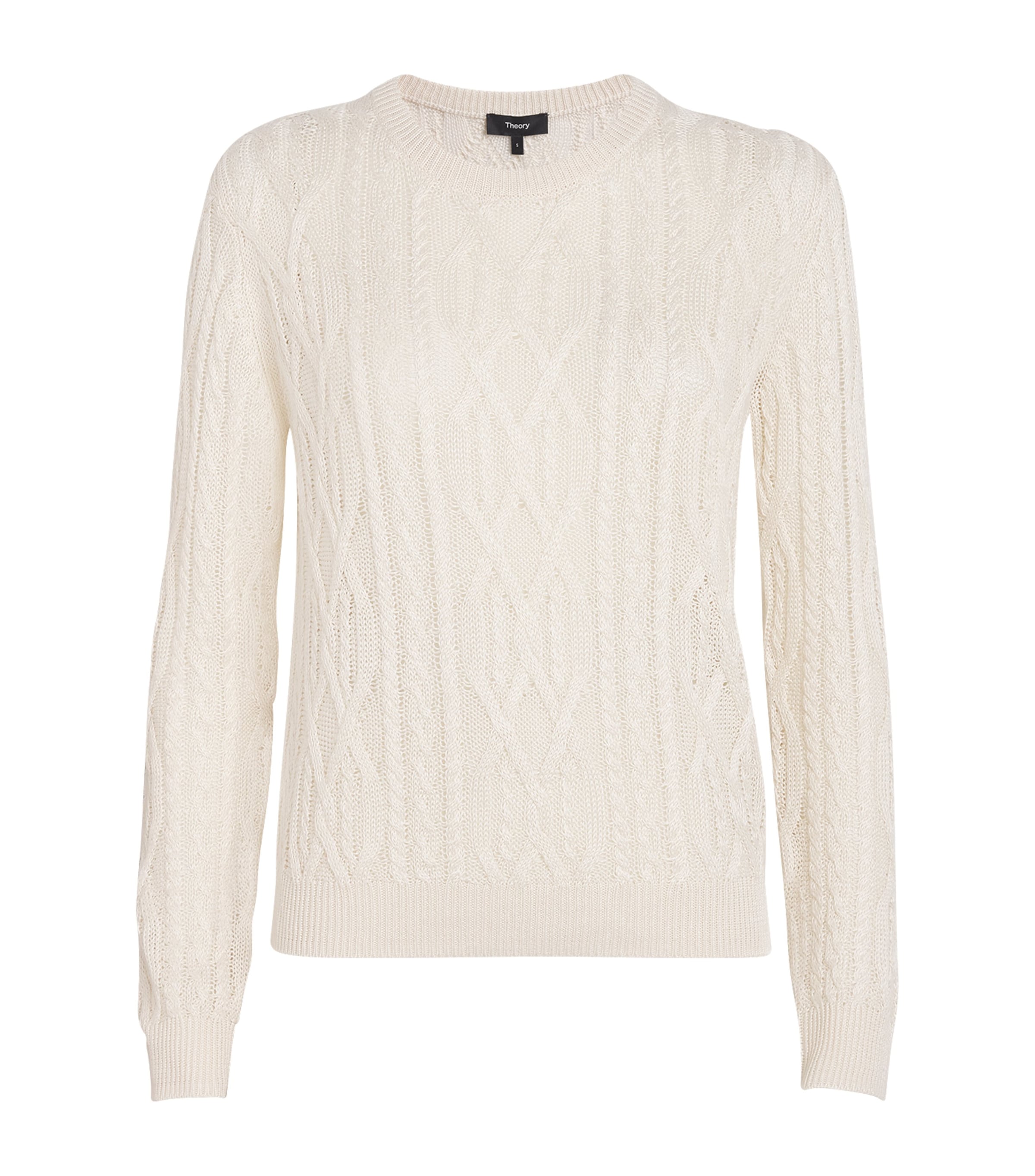 Shop Theory Linen-blend Aran Sweater In Ivory