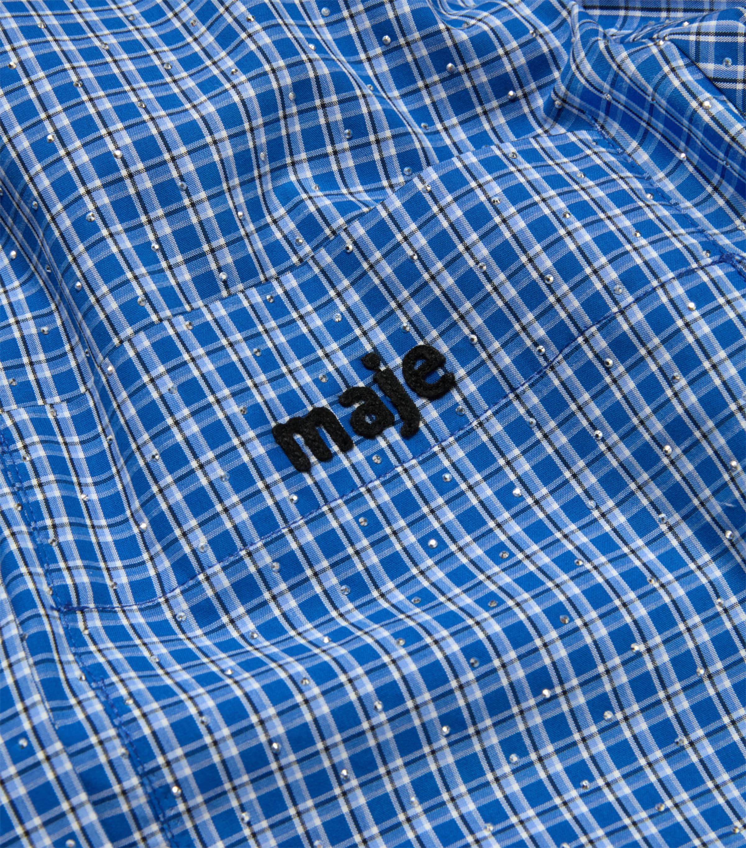 Cotton Embellished Checked Shirt BLUE RHINESTONED Image 2