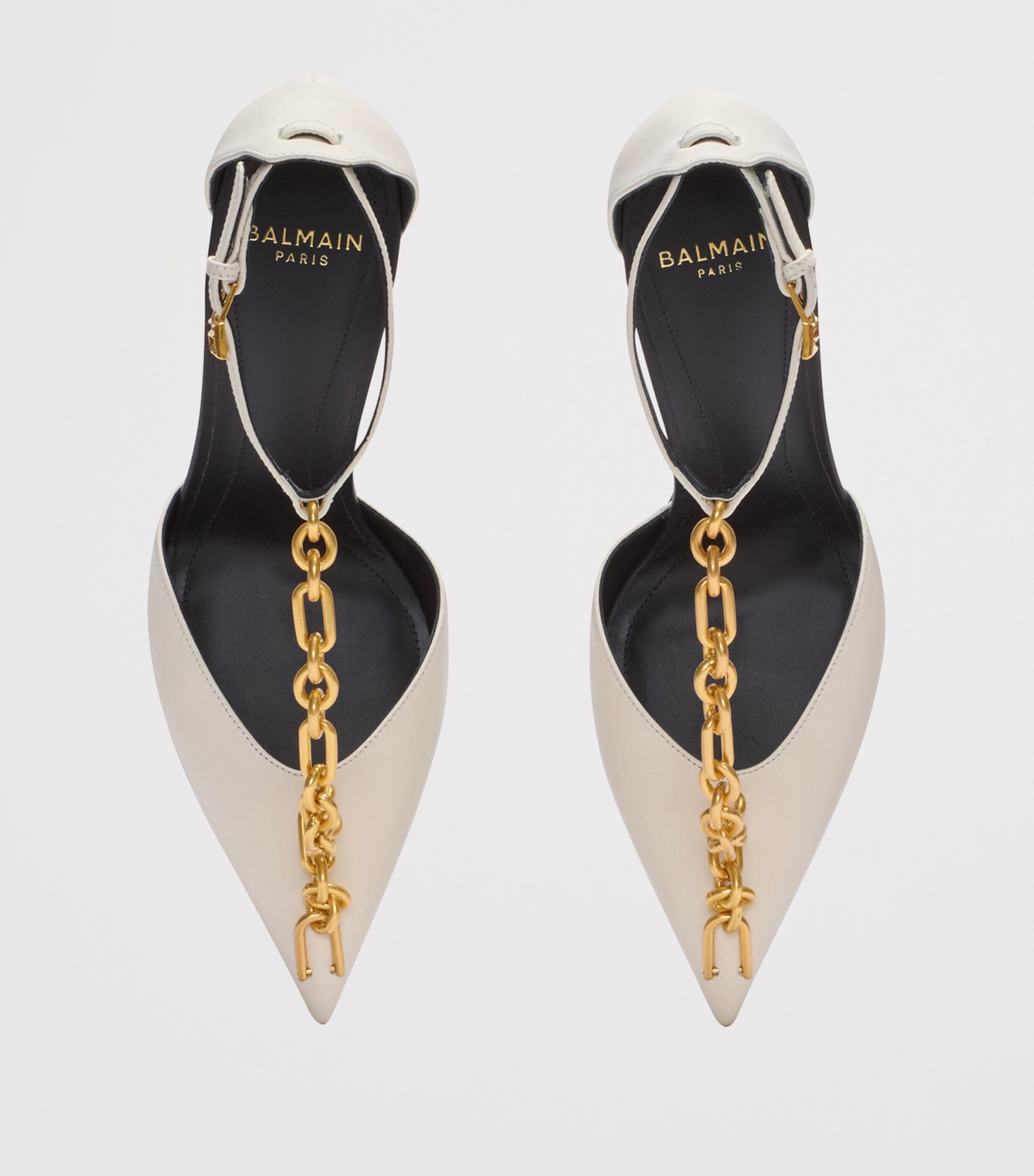 Leather Sync Heeled Mules 95 0AI IVOIRE Image 2