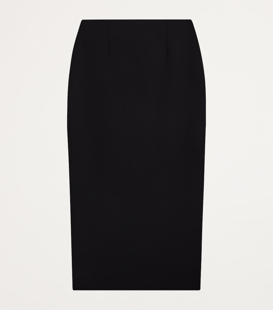 Stretch-Virgin Wool Bijoux Midi Pencil Skirt 999BLACK Image 2