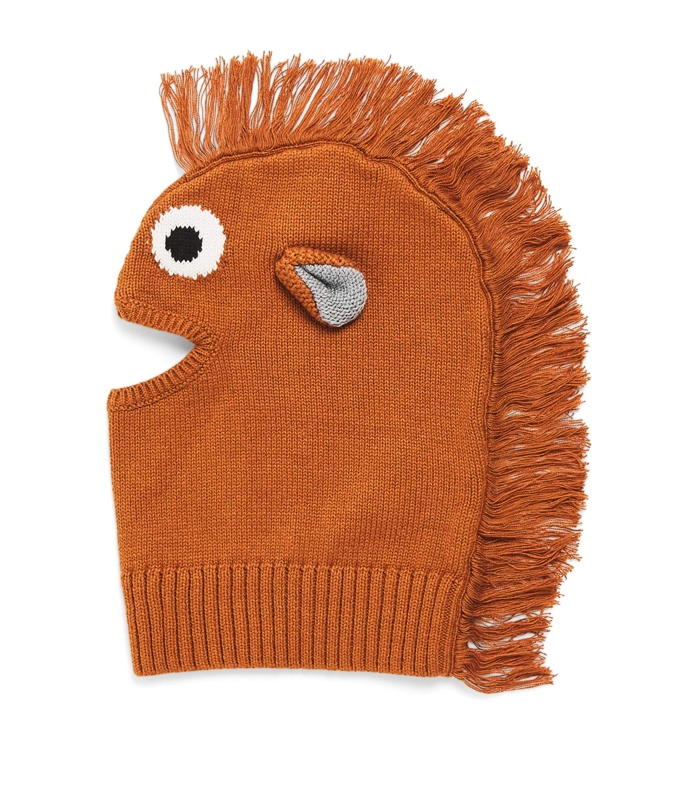 Shop Stella Mccartney Cotton-wool Knitted Horse Hat In Brown