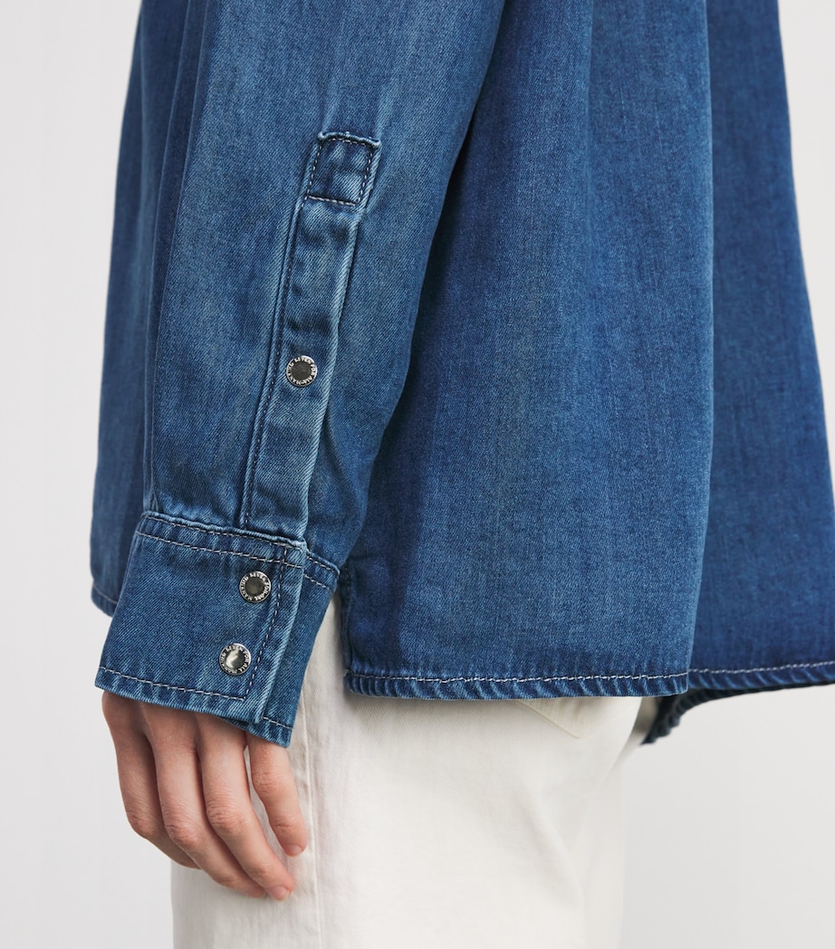 7 For All Mankind Womens Denim Shirt Boreal Image 3