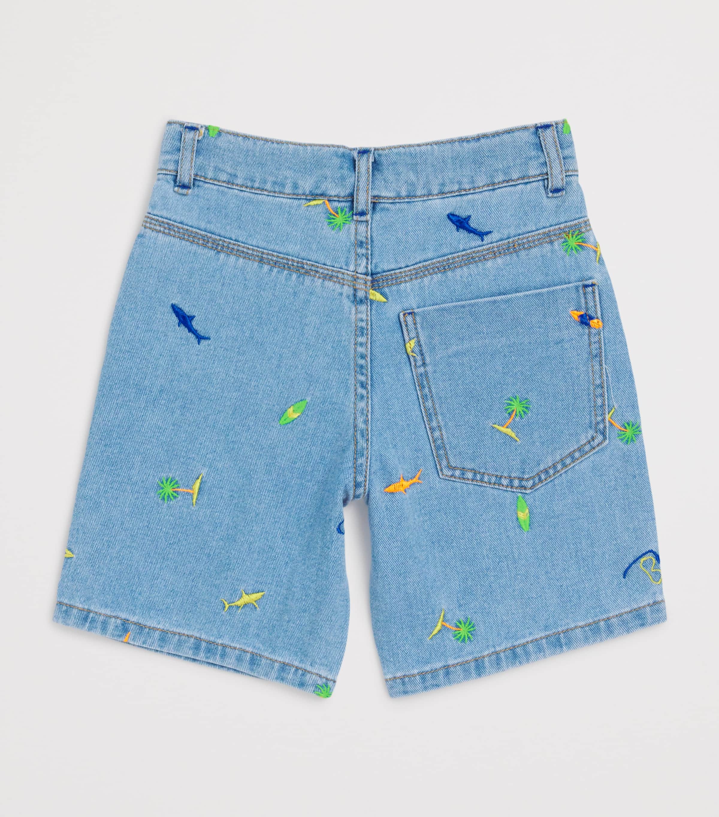 Embroidered Denim Shorts (4-10 Years) Z18DBLE STONE+BLEACH Image 2