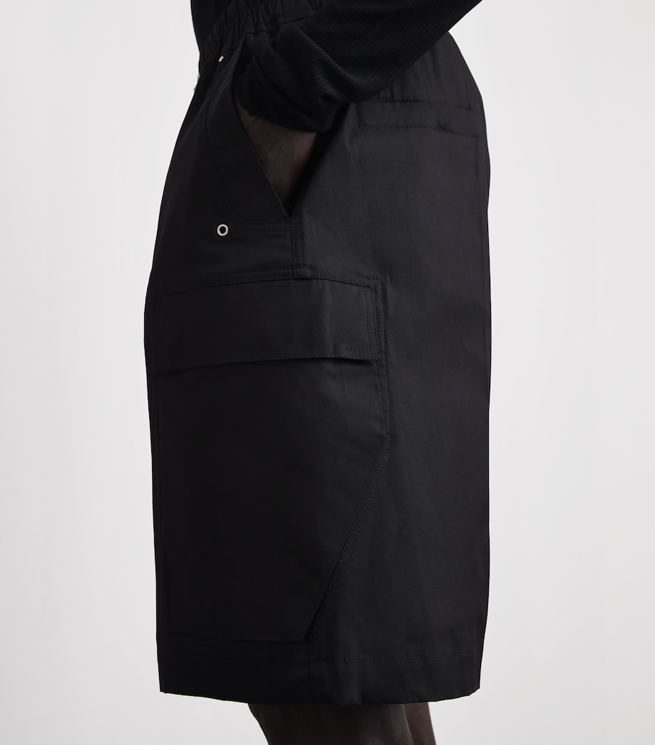 Rick Owens Mens Stretch-Cotton Cargobelas Shorts Black Image 3
