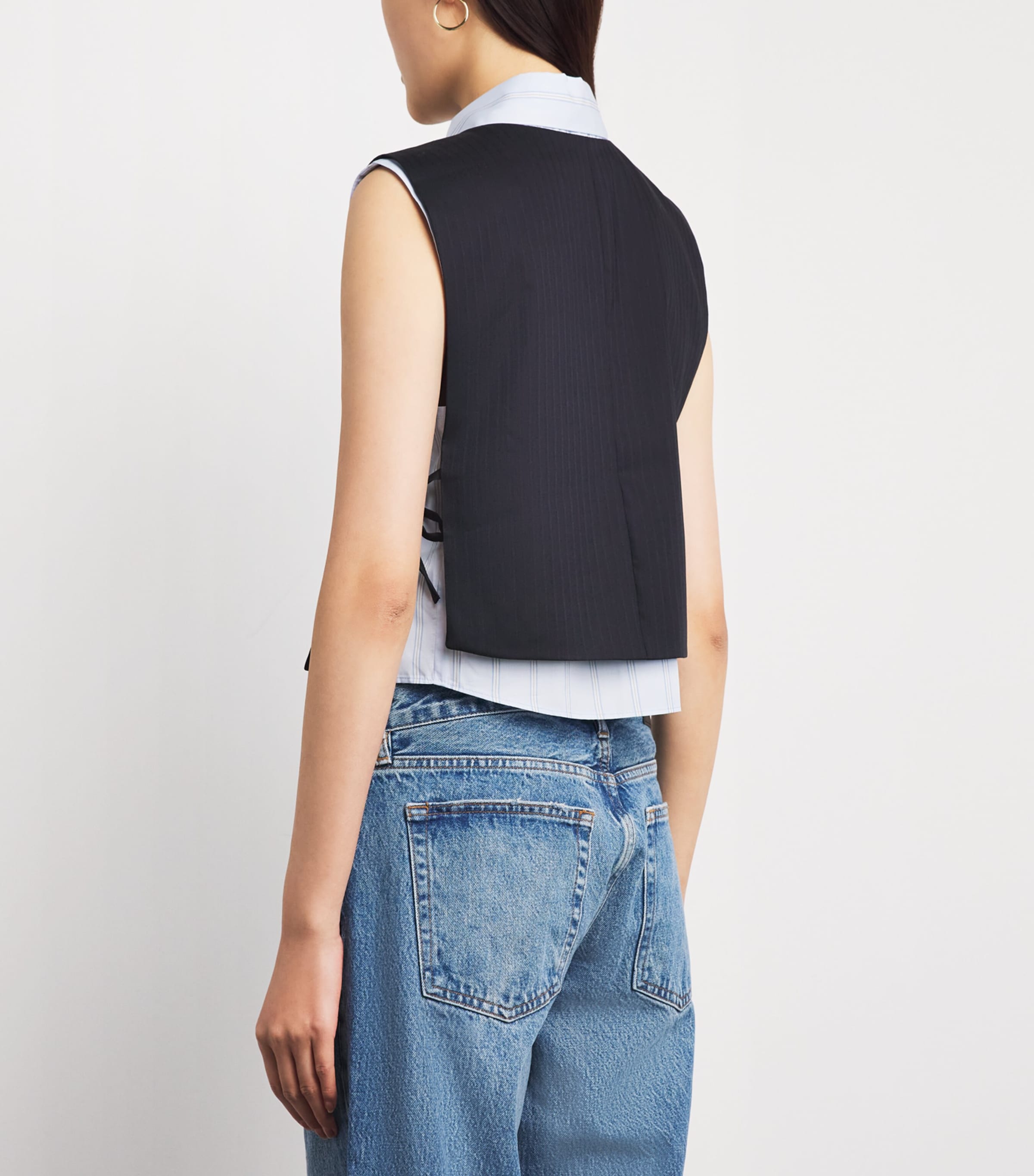 Sandro Paris Womens Sleeveless Layered Waistcoat Navy Blue Image 5
