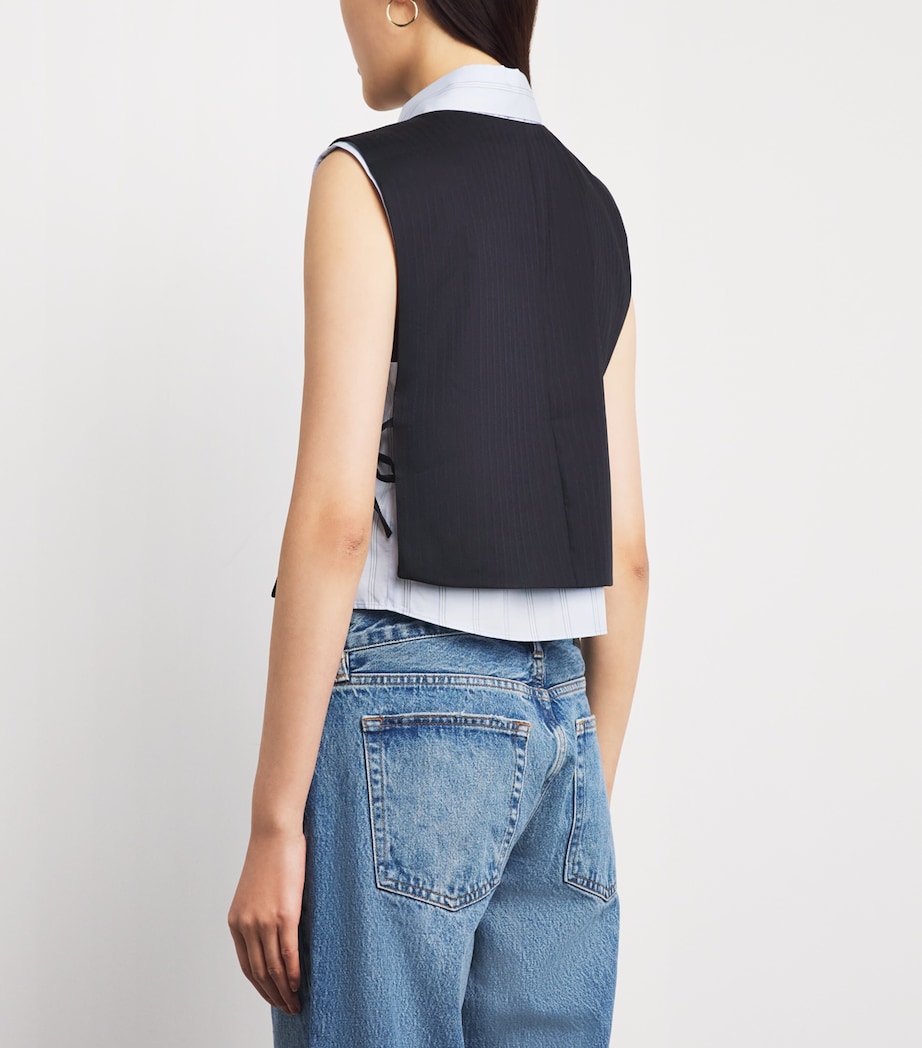 Sandro Paris Womens Sleeveless Layered Waistcoat Navy Blue Image 5