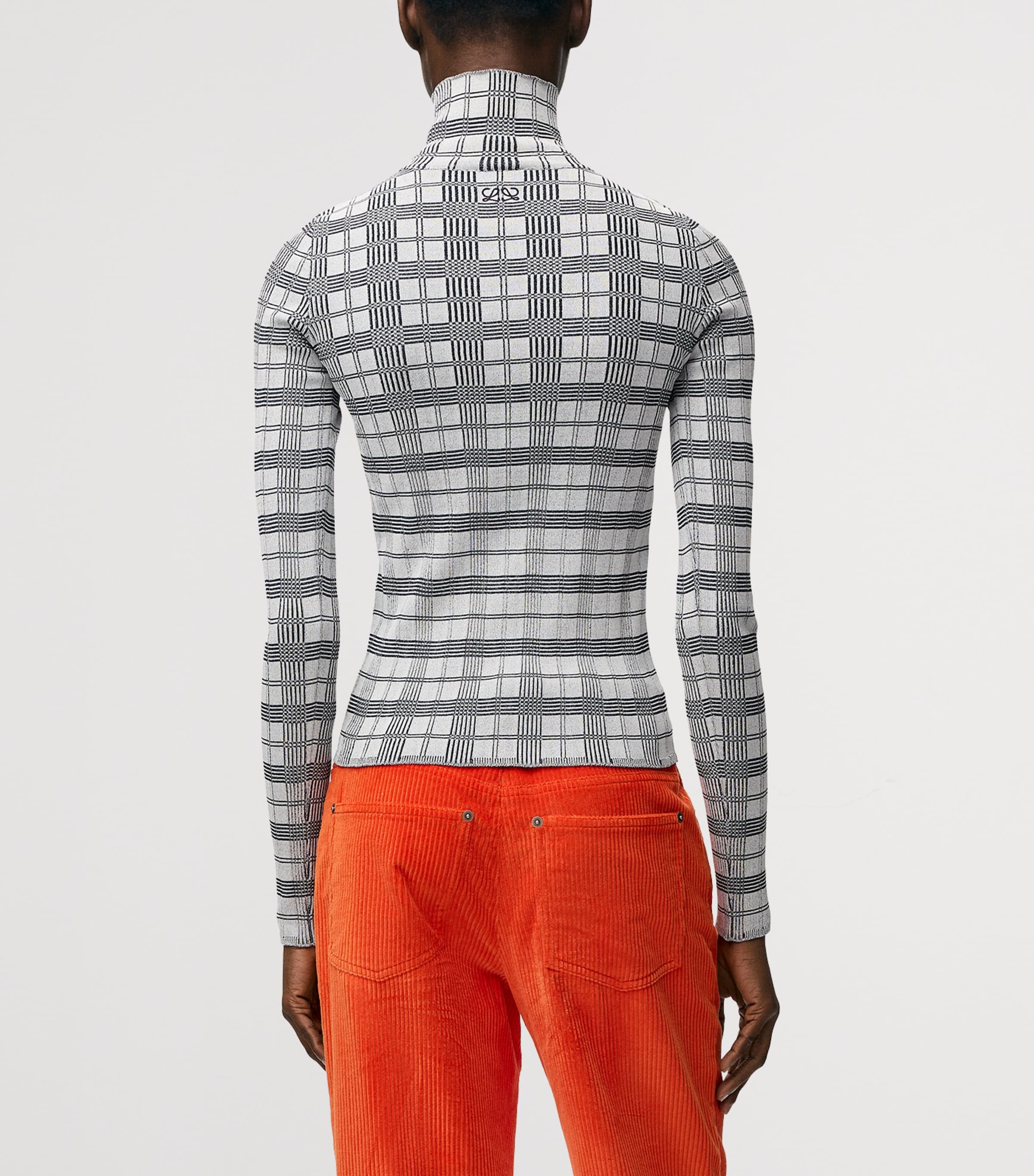 LOEWE Womens Check Jacquard High-Neck Top White/navy Image 4