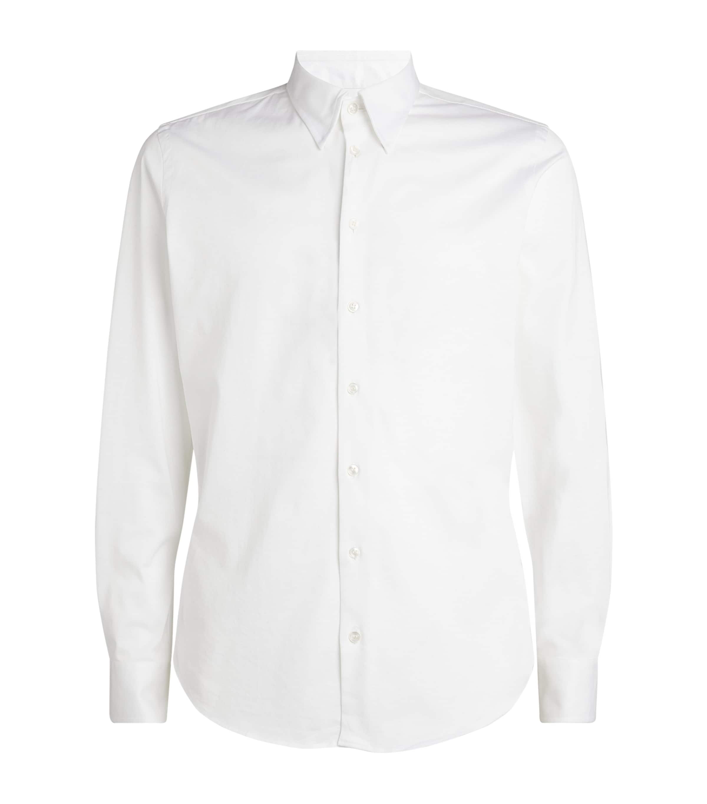 Giorgio Armani Tailored White Cotton Long Sleeve Shirt In White
