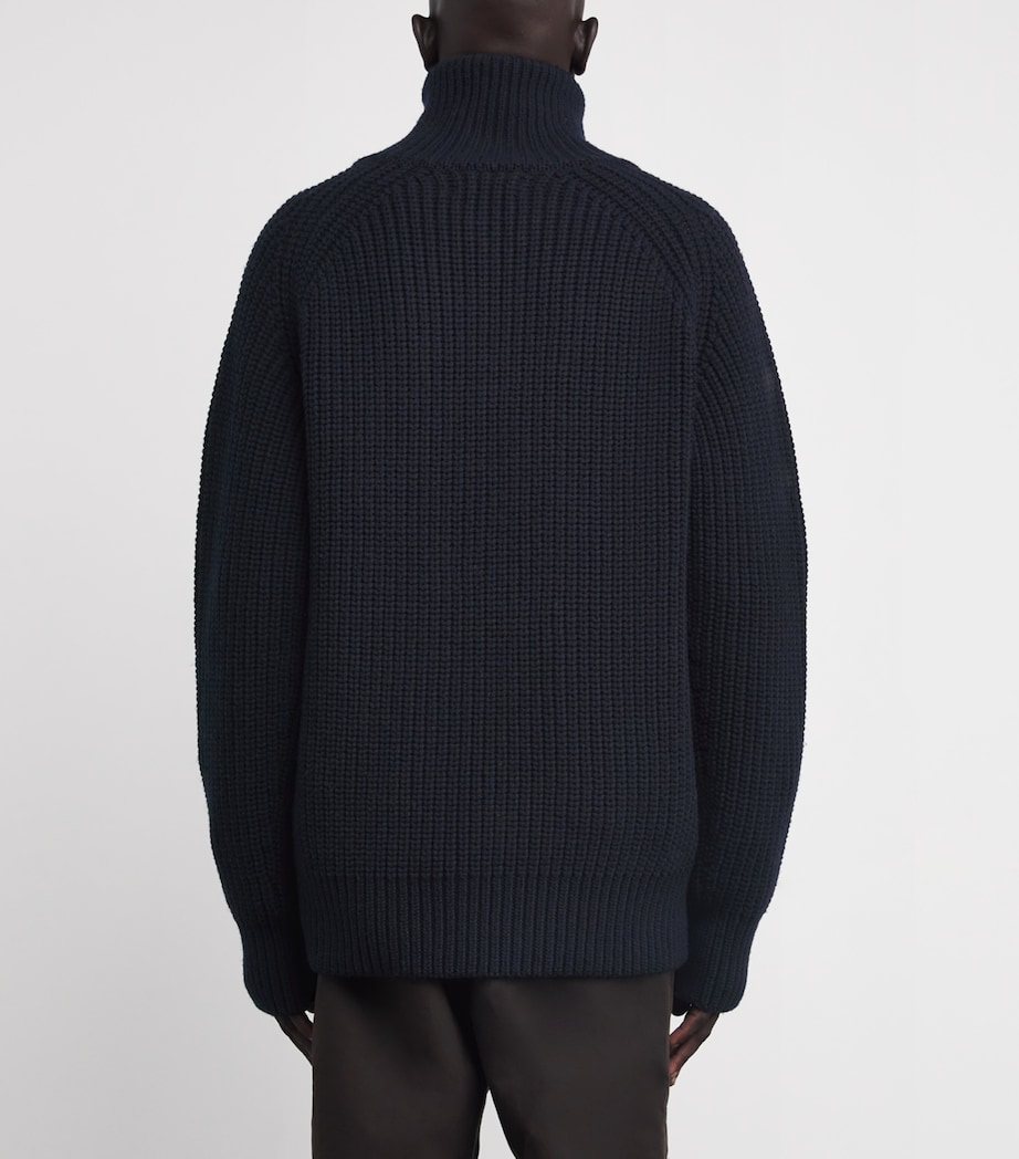 Wool-Blend Asymmetric-Zip Sweater BLACK Image 4