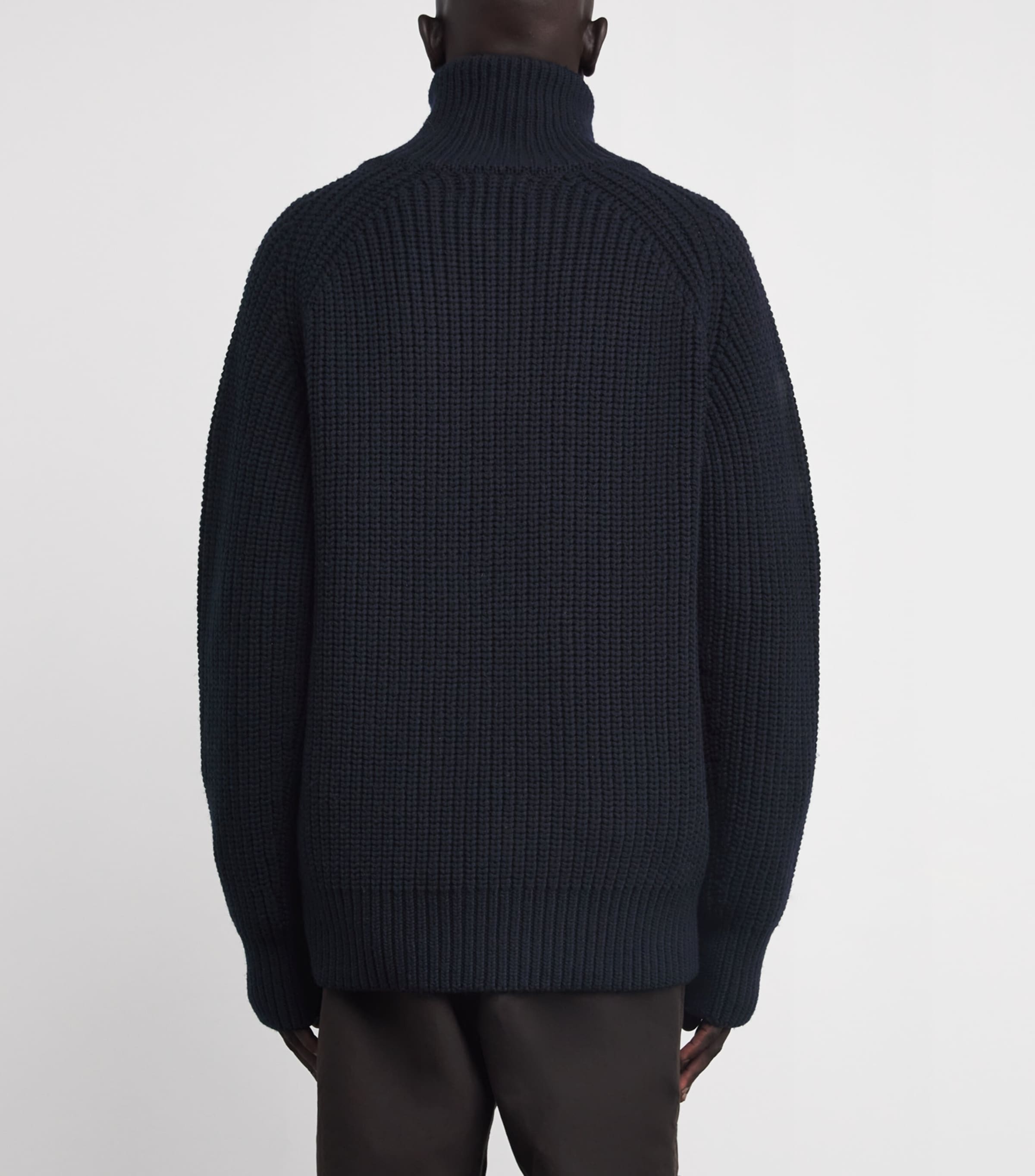 DRIES VAN NOTEN Black Wool-Blend Asymmetric-Zip Sweater | Harrods US