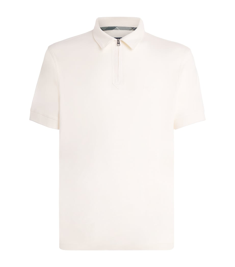 Barbour Mens Zip-Up Crackehall Polo Shirt Whisper White Image 1