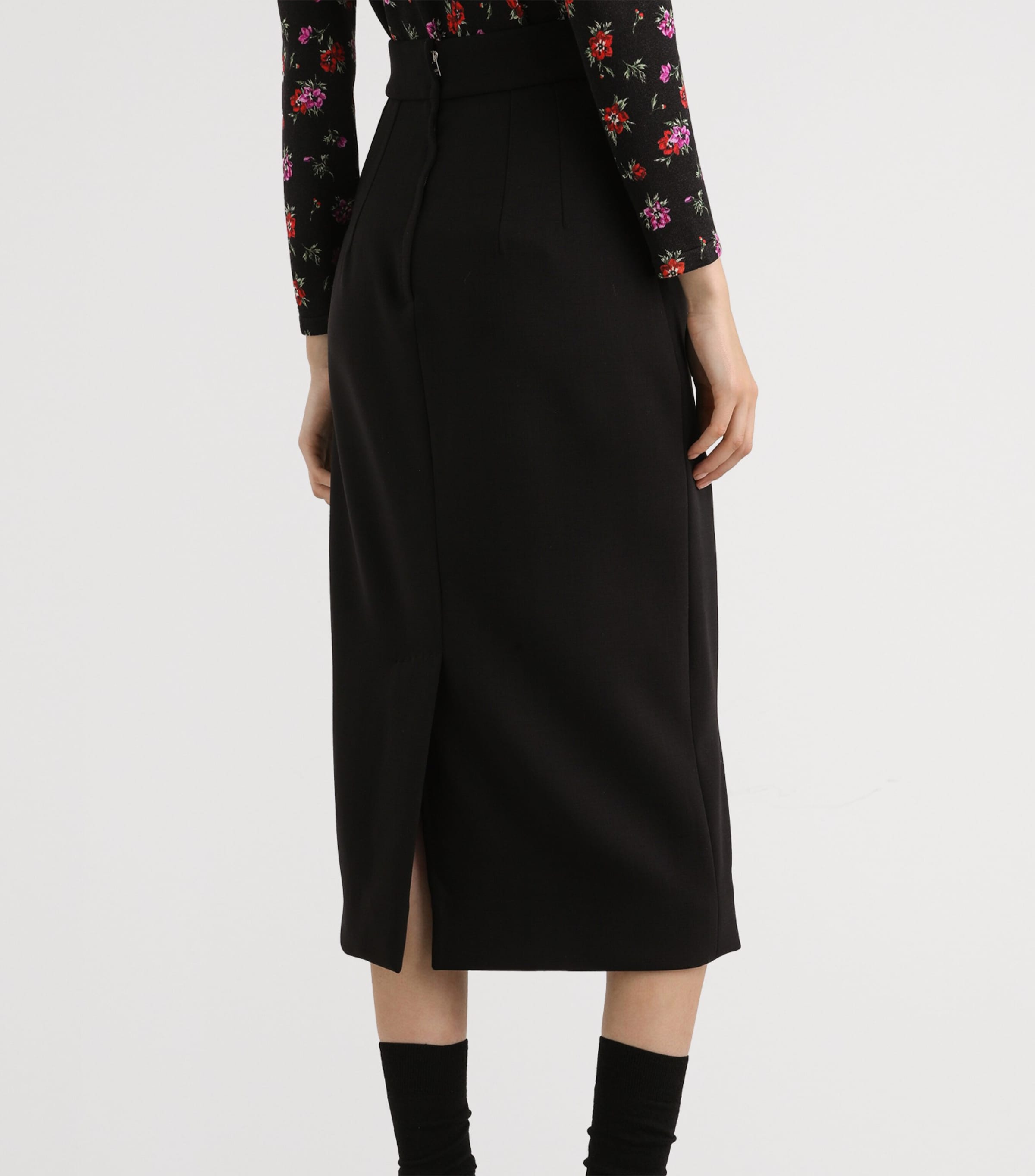 Dolce&Gabbana Womens Stretch-Virgin Wool Midi Pencil Skirt Blac Image 5