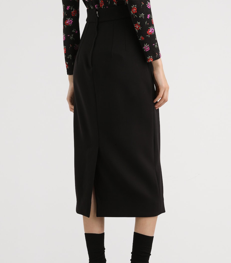 Dolce&Gabbana Womens Stretch-Virgin Wool Midi Pencil Skirt Blac Image 5