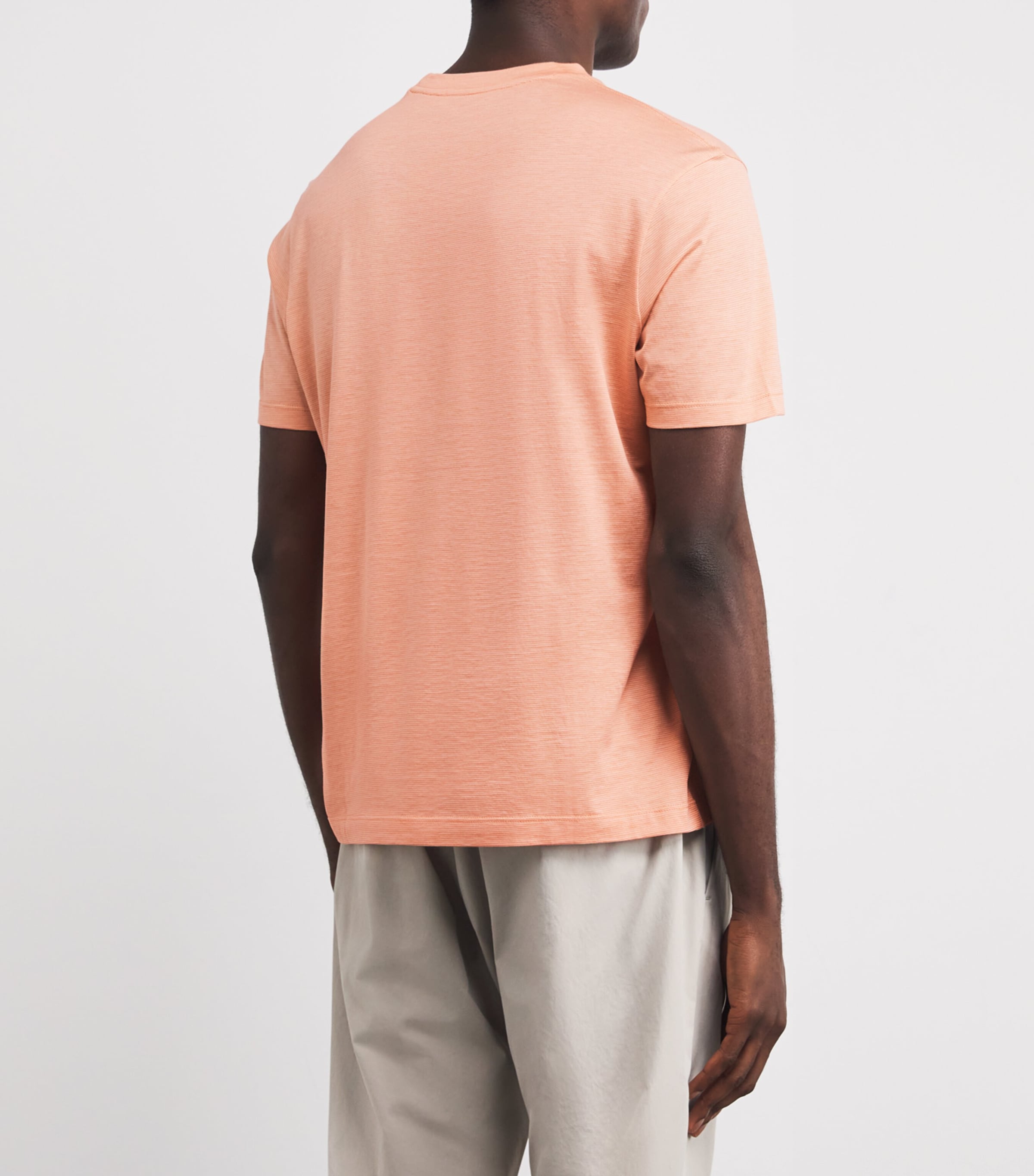 Cotton-Silk Stripe T-Shirt 133 WHITE ORANGE Image 4