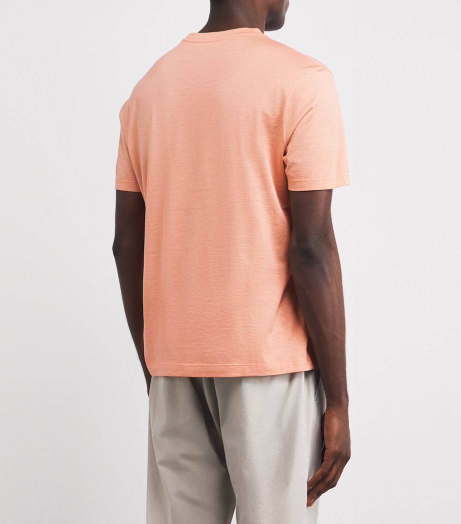 Cotton-Silk Stripe T-Shirt 133 WHITE ORANGE Image 4