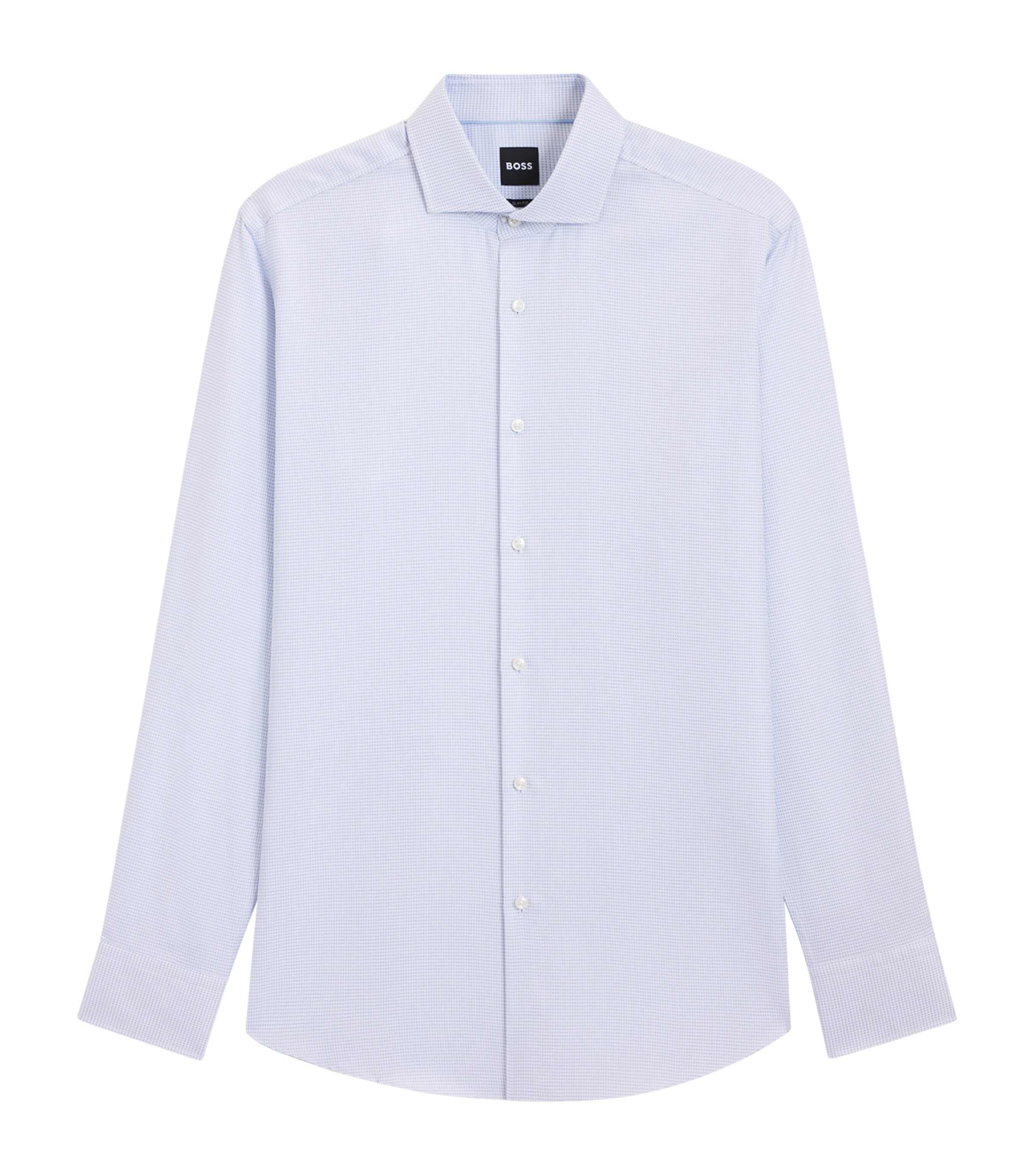 BOSS Mens Cotton Geometric Slim-Fit Shirt Image 1