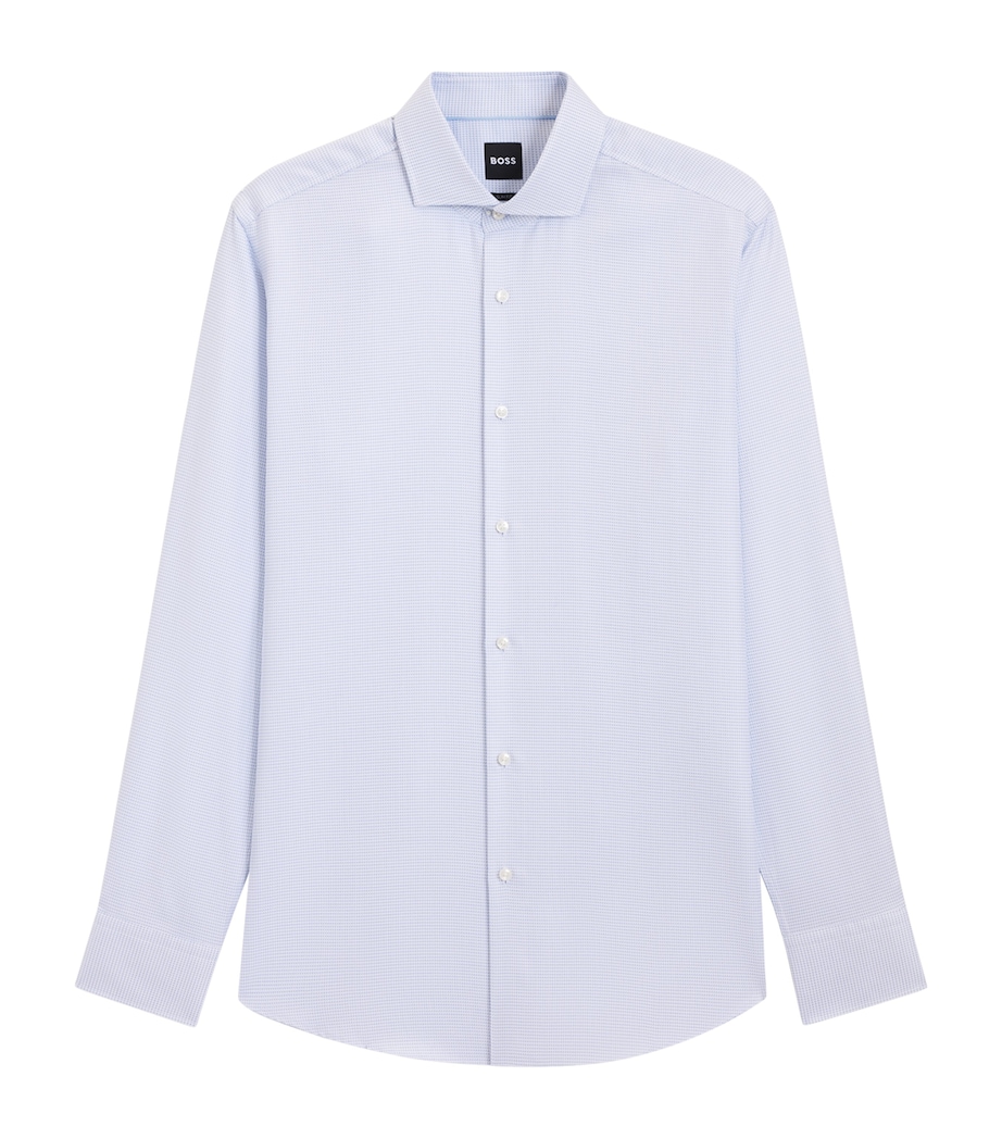 BOSS Mens Cotton Geometric Slim-Fit Shirt Image 1