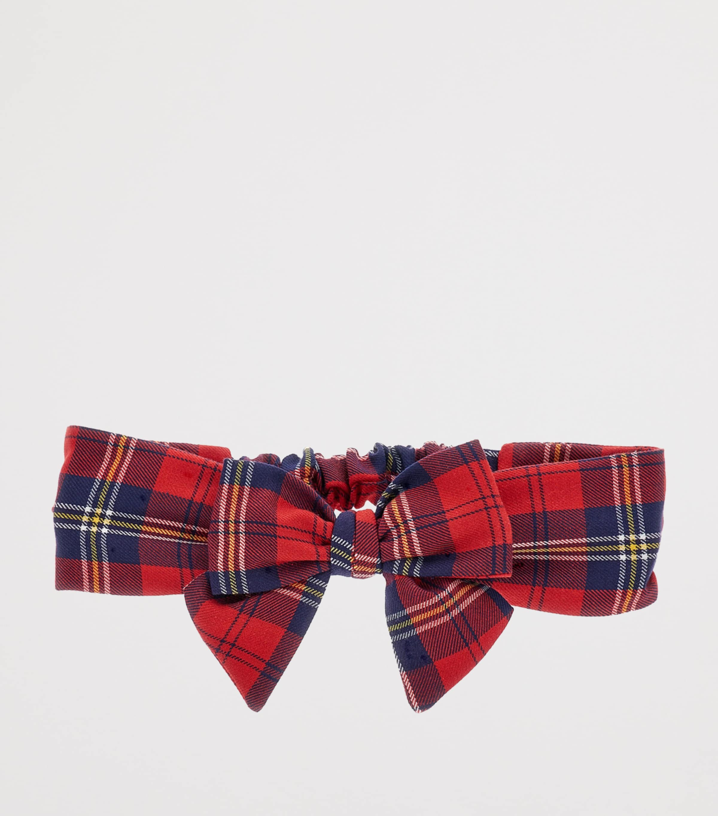 Tartan Bow Headband RUBINO+BLUE NAVY Image 2