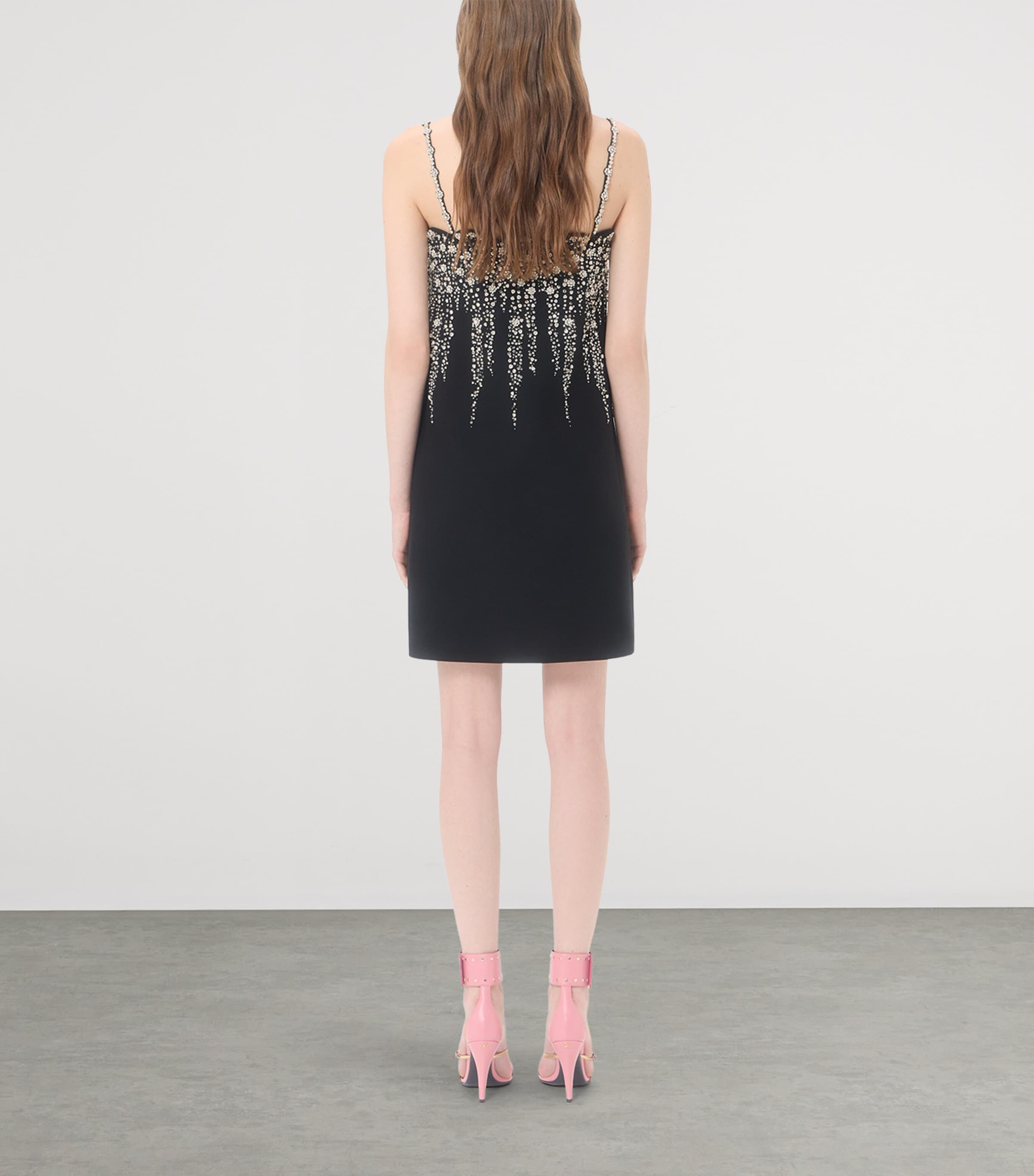 Valentino Womens Virgin Wool-Silk Embellished Mini Dress Nud Image 5