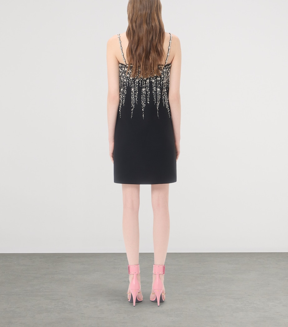 Valentino Womens Virgin Wool-Silk Embellished Mini Dress Nud Image 5