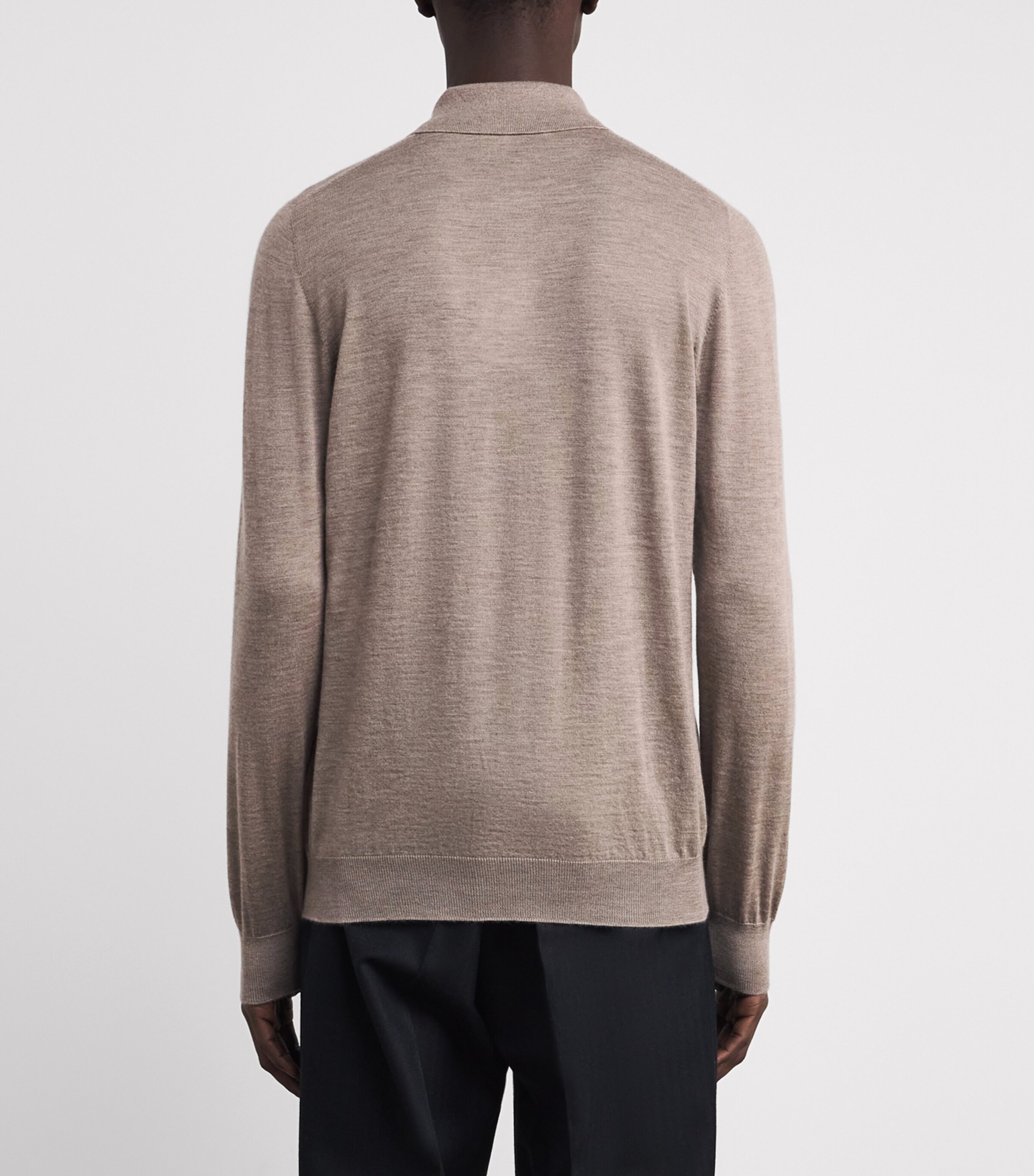 Superfine Cashmere Fin Polo Shirt HB0273 PEBBLE Image 4