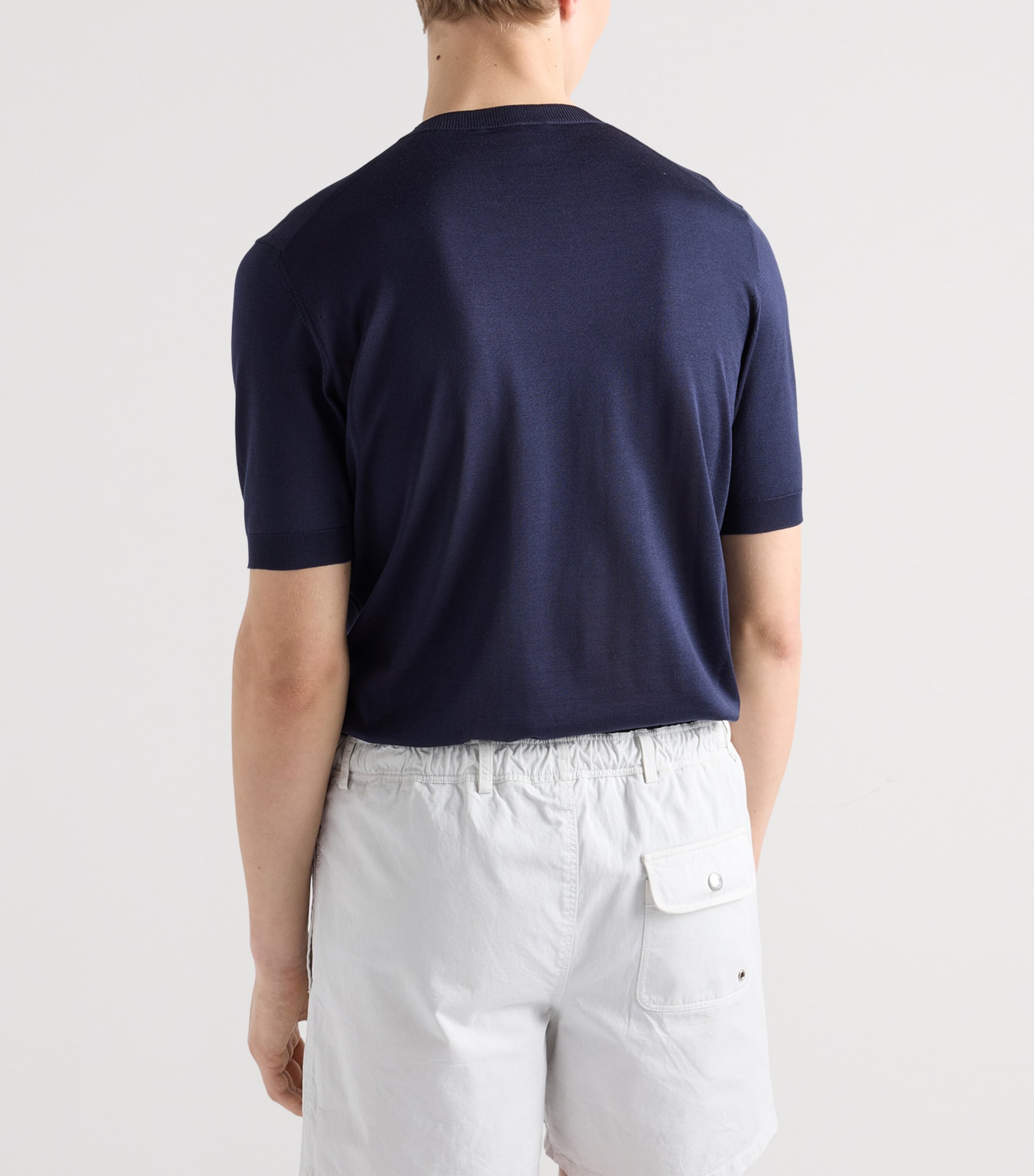 Prada Mens Silk Short-Sleeve Sweater Blue Image 5