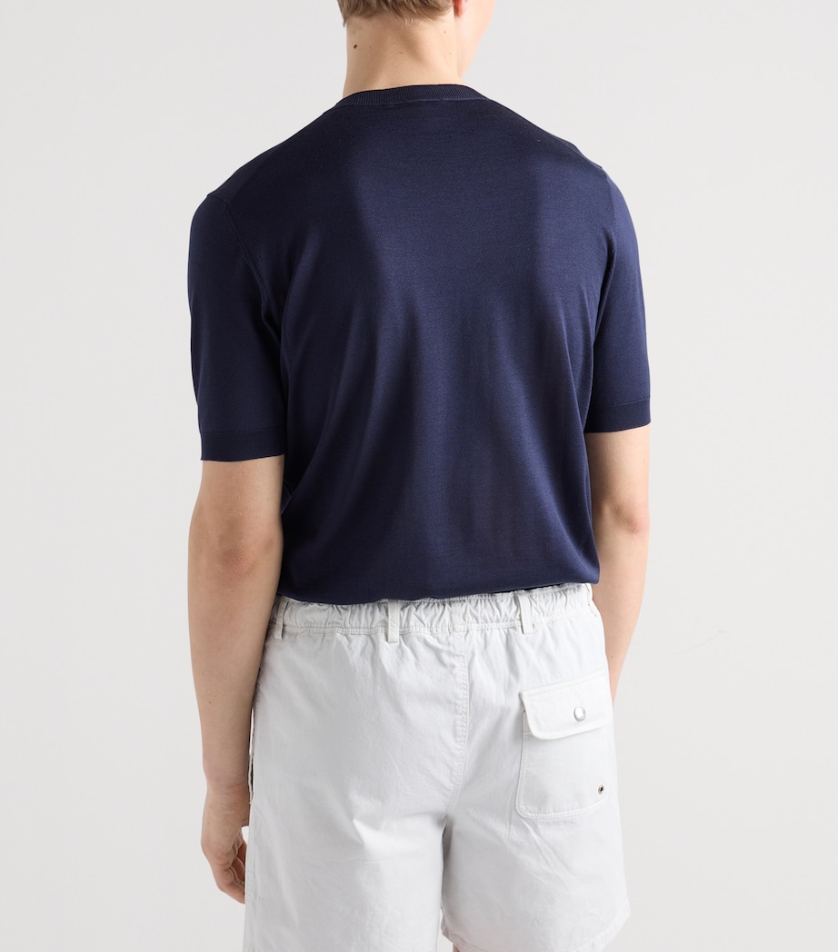 Prada Mens Silk Short-Sleeve Sweater Blue Image 5