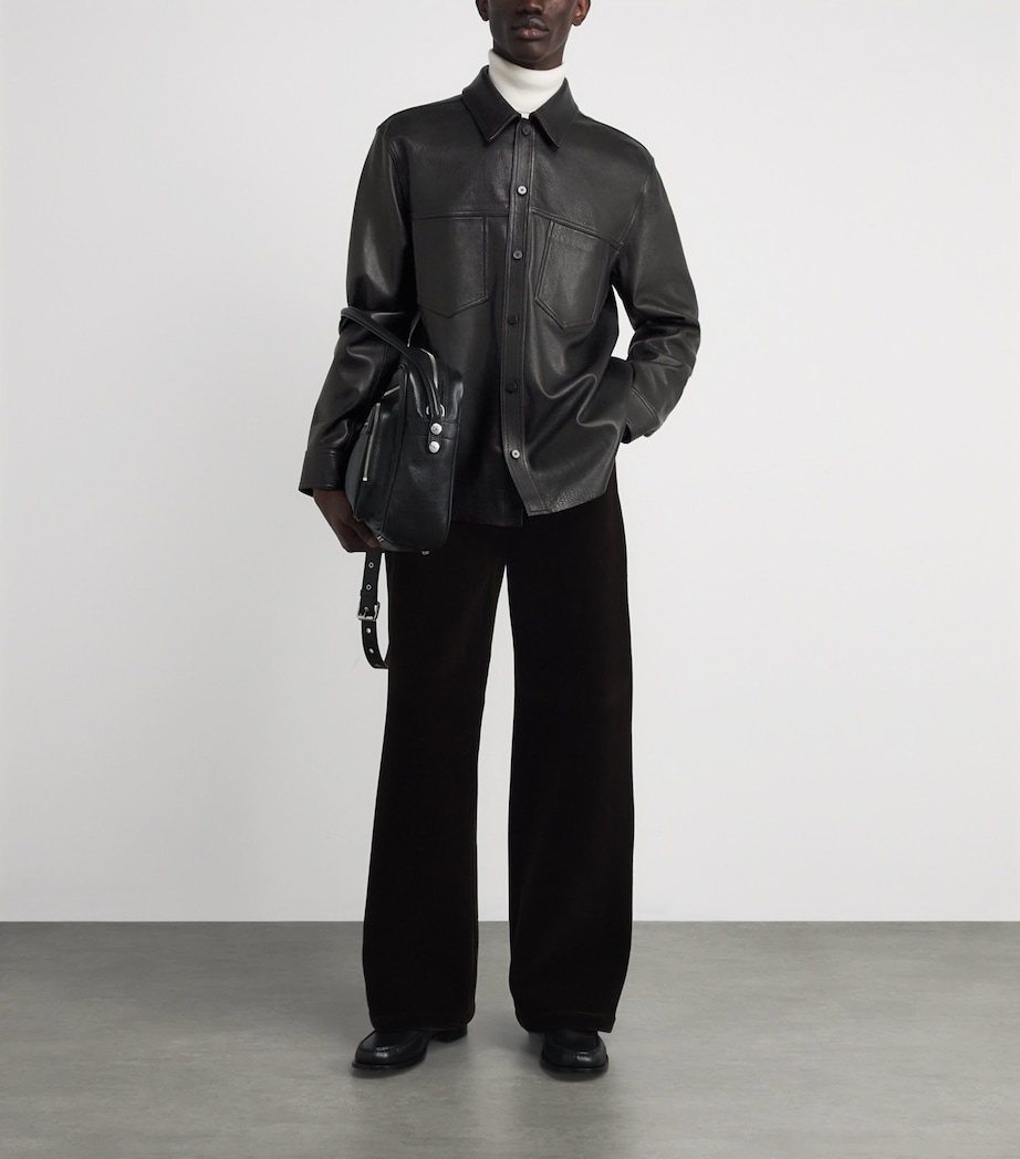 Leather Long-Sleeve Shirt BLACK Image 2