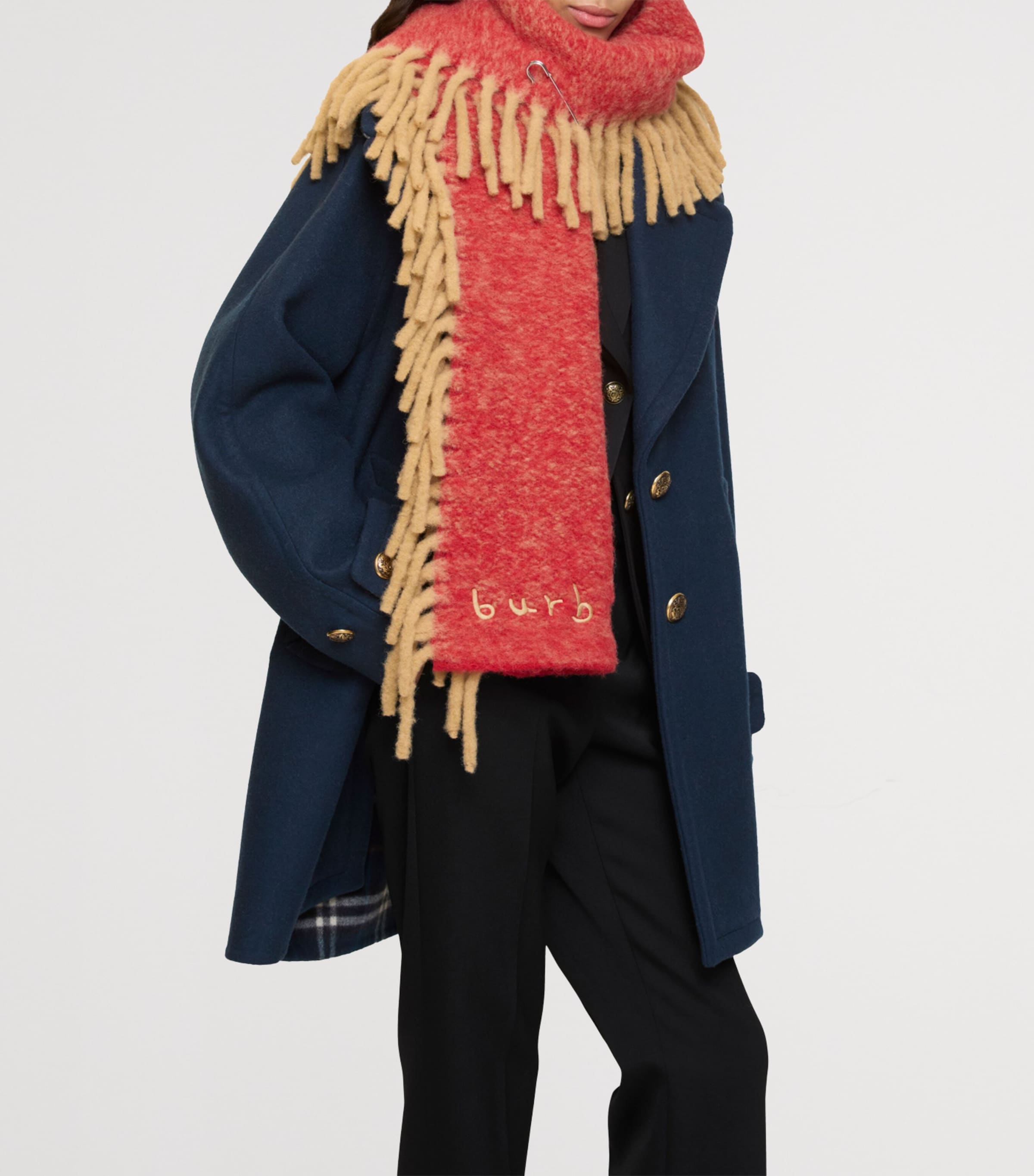 Burberry Alpaca Wool-Blend Happy Scarf Sandpost Red Image 2