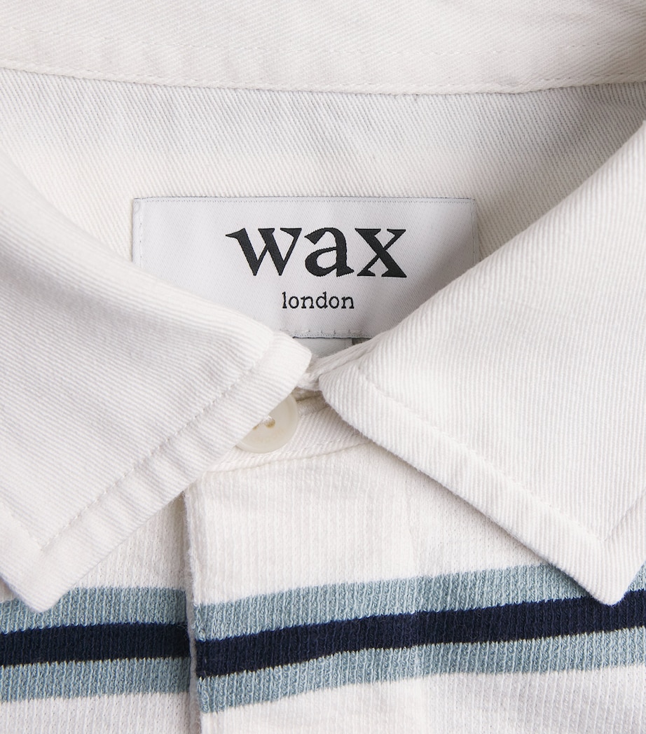 Wax London Mens Organic Cotton Redman Polo Shirt Ecru / Stripe Image 6