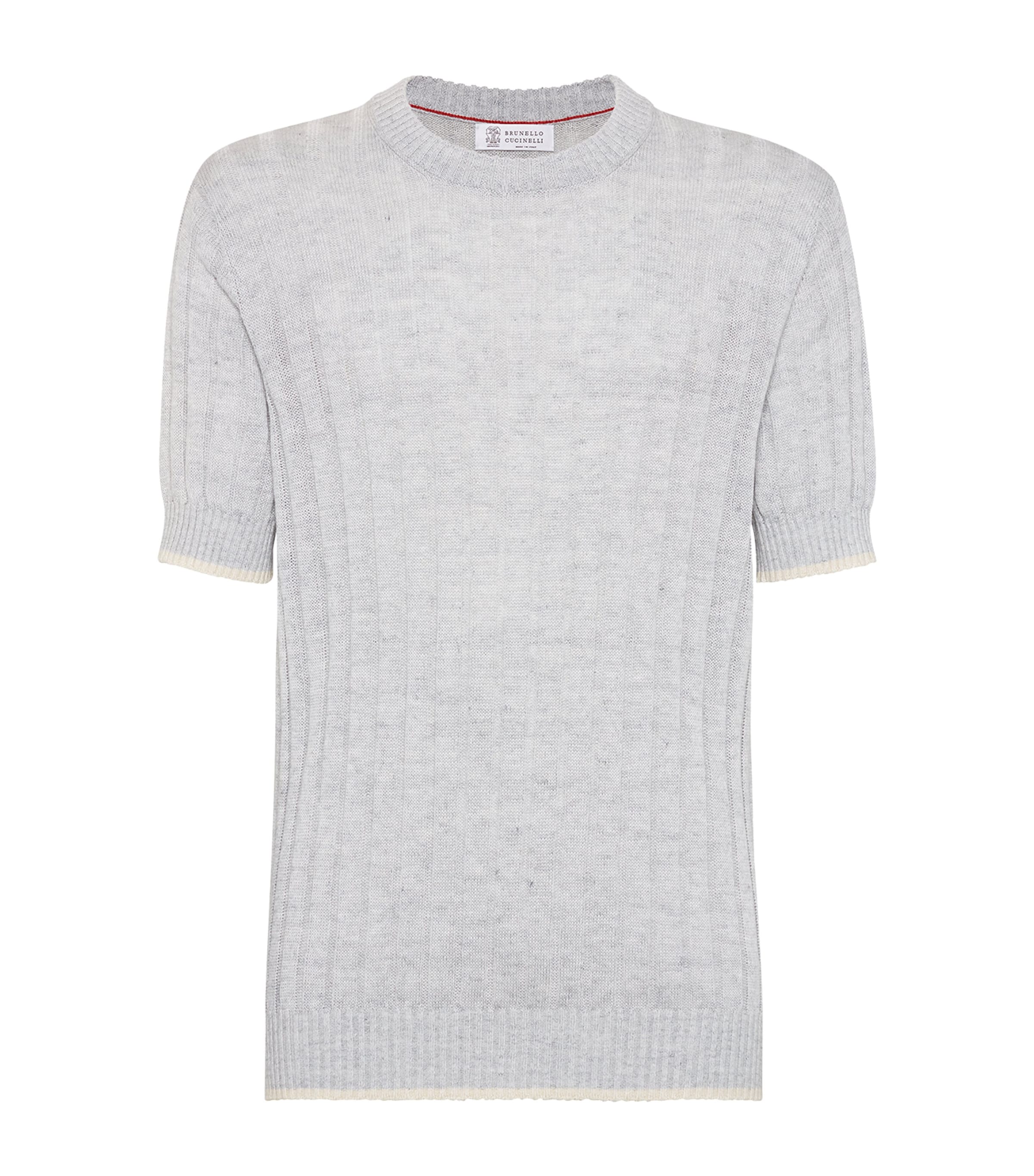 Brunello Cucinelli Linen-cotton Short-sleeve Sweater In White