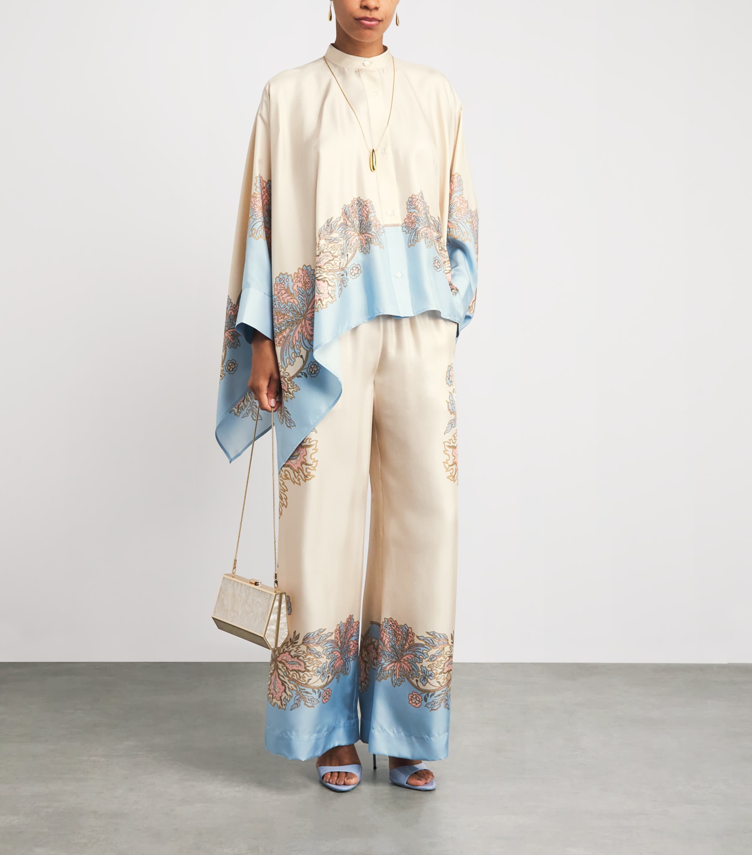 La Doublej Womens Silk Wide-Leg Palazzo Trousers Swathe Placée Image 2