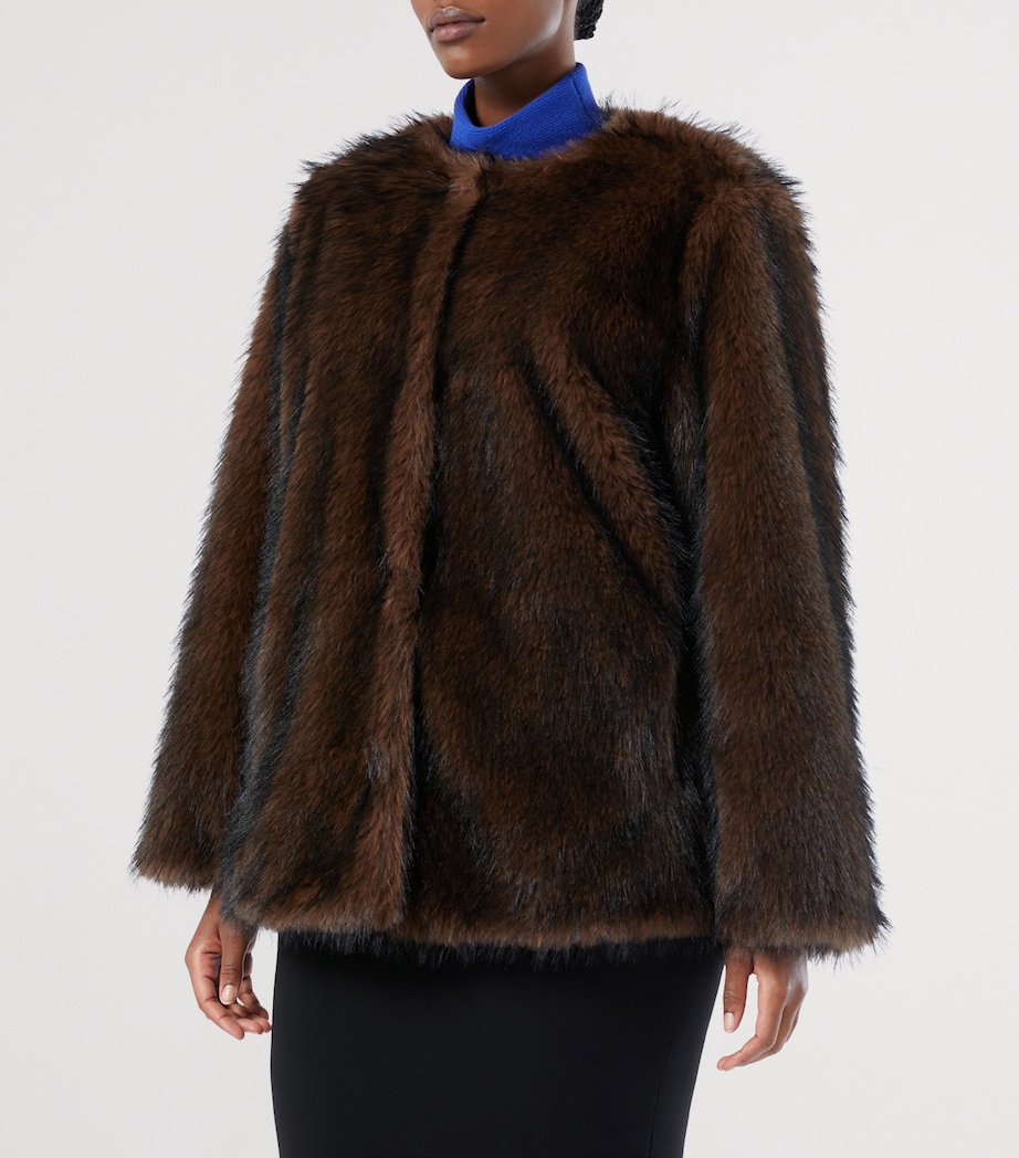 Faux Fur Coat CHOCOLATE Image 2