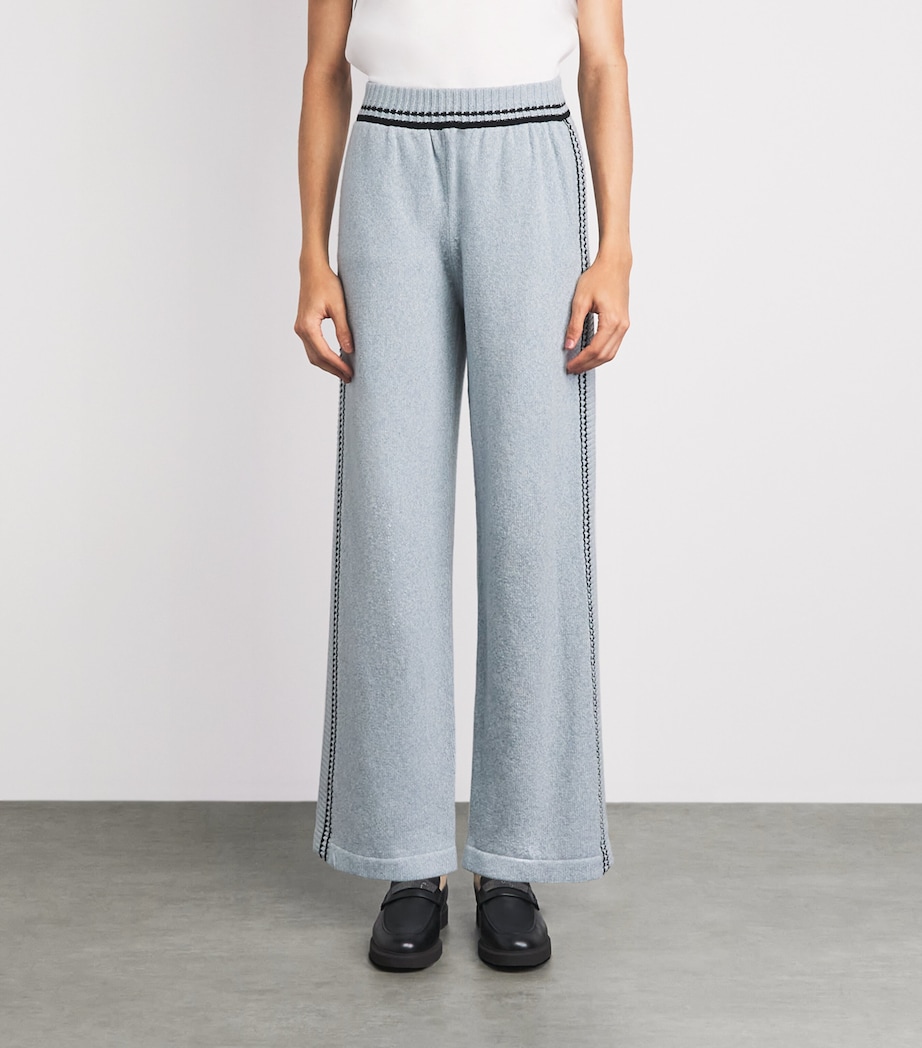 Barrie Womens Mottled Cashmere Wide-Leg Trousers Bbarnblk/bbclclu Image 4