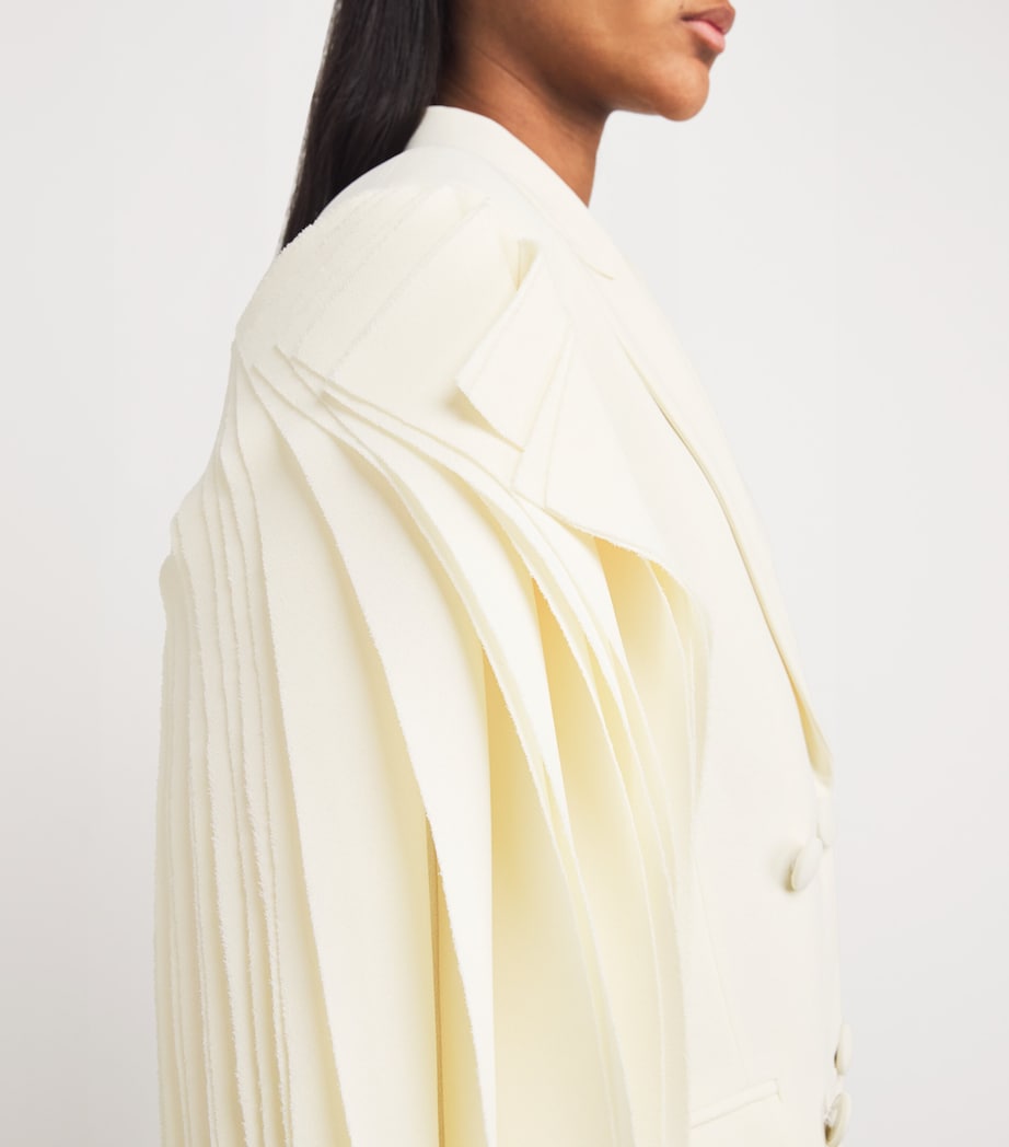 Pleated Double-Breasted Blazer Maxi Dress CREAM WHITE Image 6