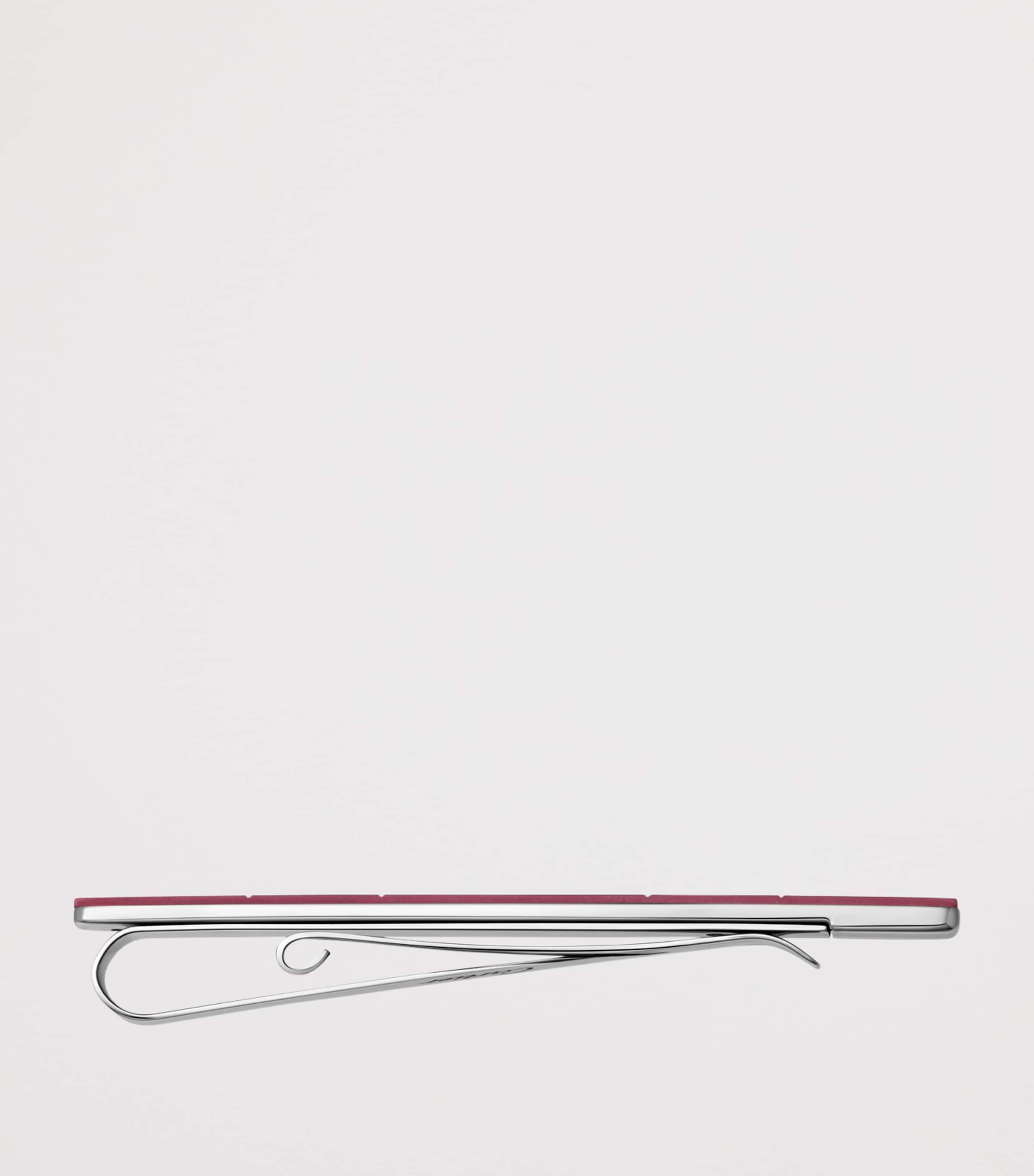 Stainless Steel Santos de Cartier Tie Clip STEEL AND BURGUNDY Image 2