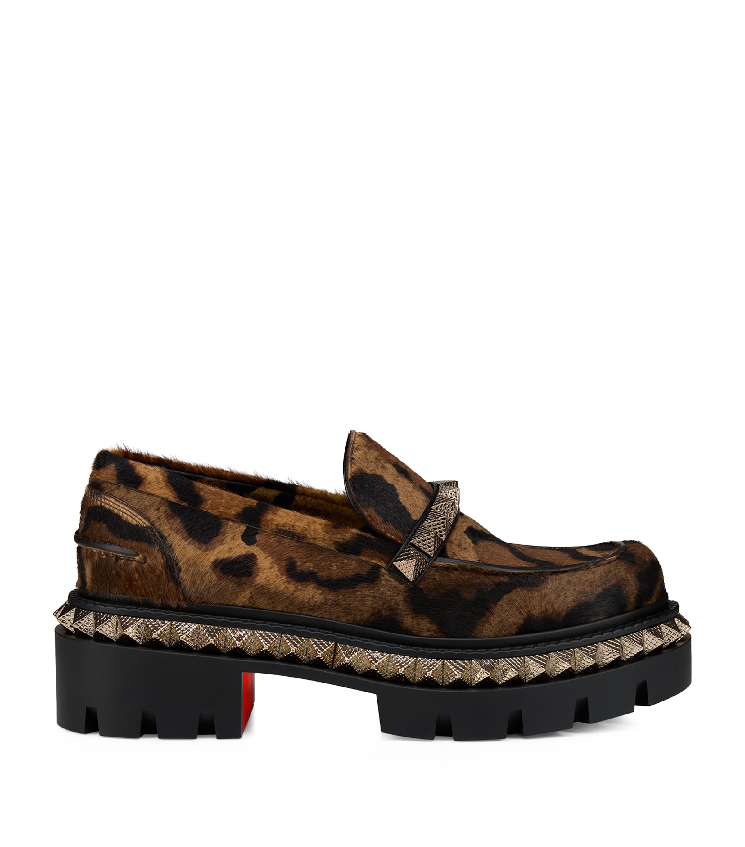Christian Louboutin St Roch Pyraclou Calf Leather Loafers In Red