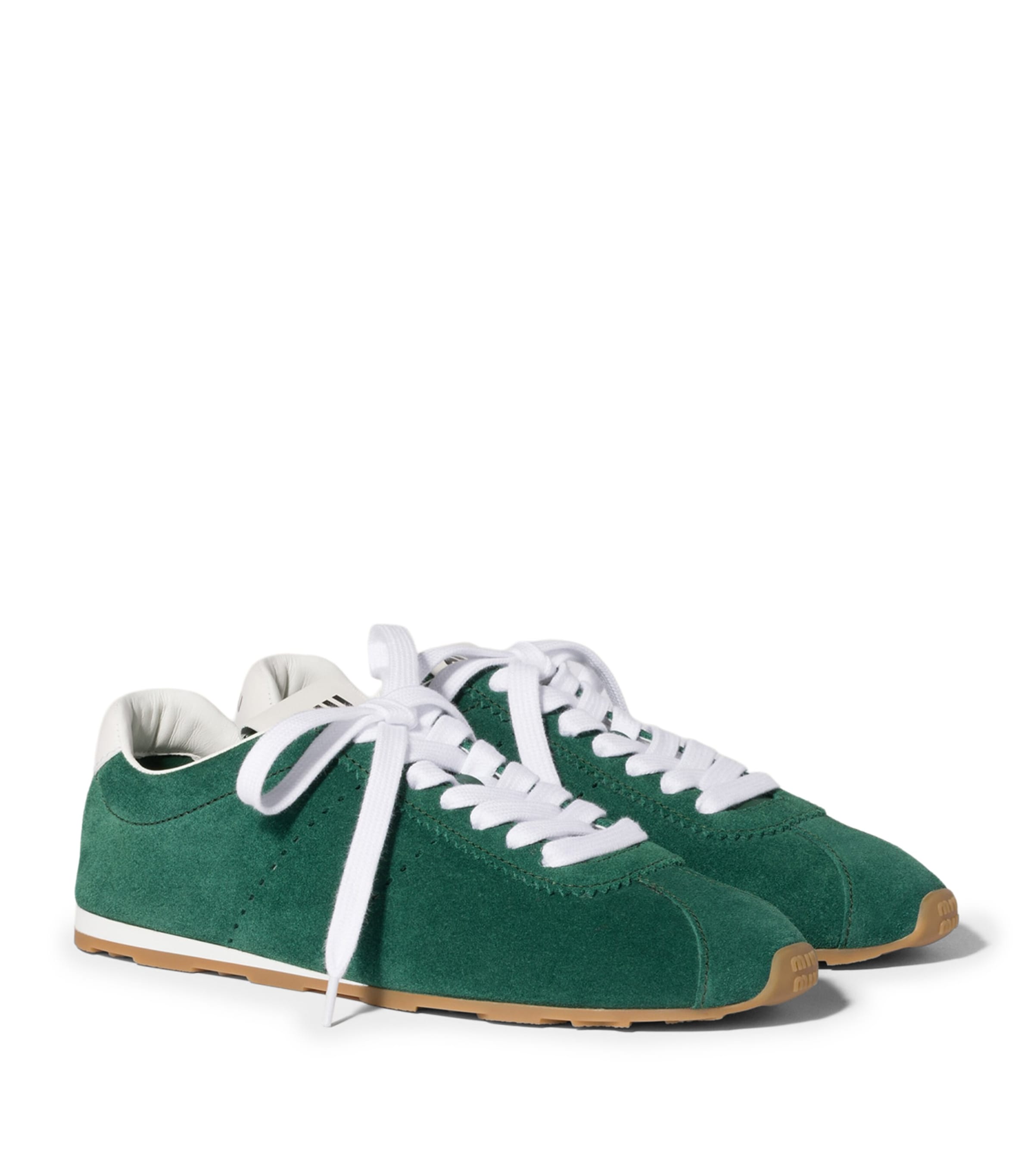 Miu Miu Suede Plume Sneakers Green Image 1