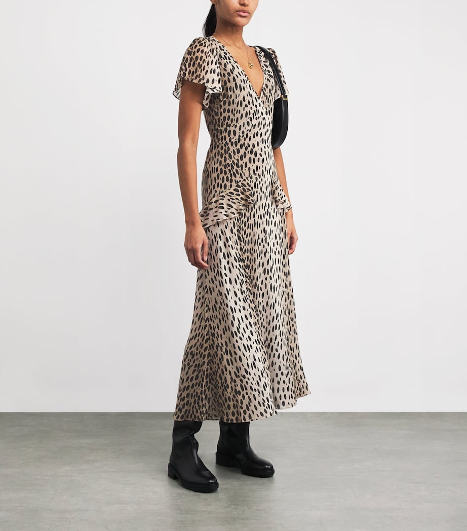 Silk Leopard Evie Midi Dress ANTELOPE SPOT BLACK Image 2