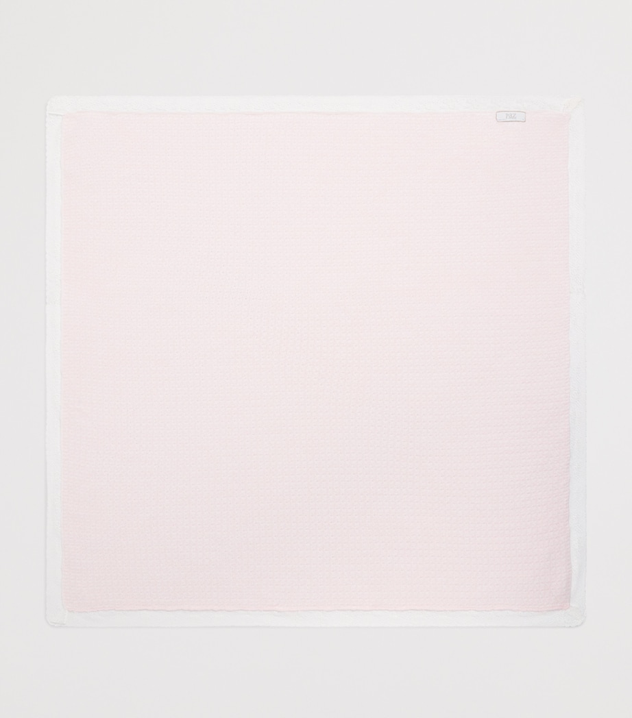 Paz Rodriguez Lace-Trim Knitted Blanket (100cm x 100cm) Light Pink/cream Image 2