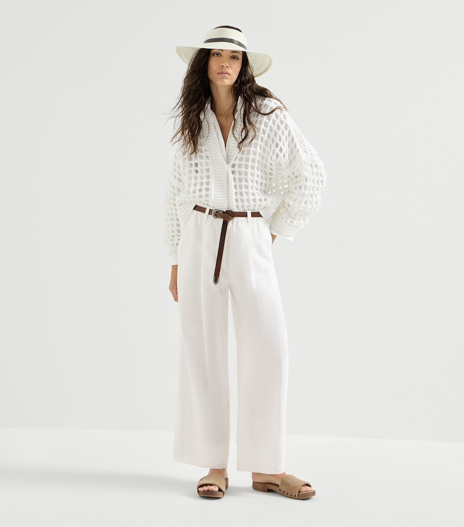 Brunello Cucinelli Womens Jute-Cotton-Blend Cardigan Image 2
