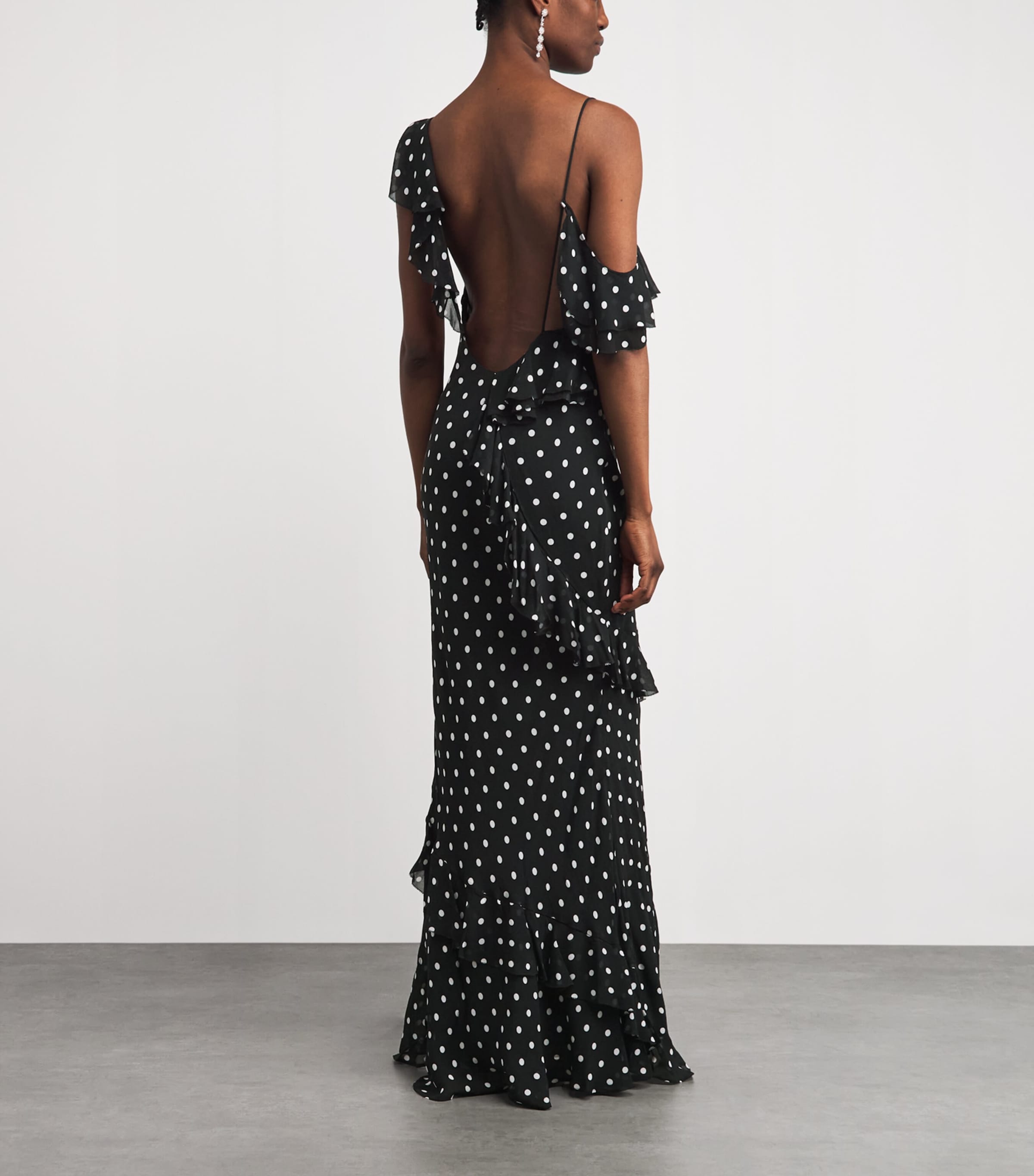 Self-Portrait Womens Polka-Dot Maxi Dress Black Image 4