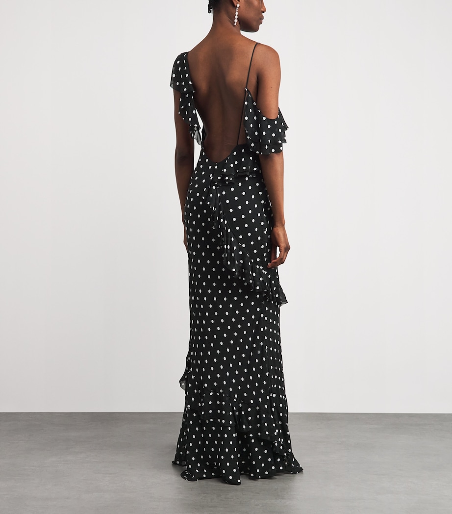 Self-Portrait Womens Polka-Dot Maxi Dress Black Image 4