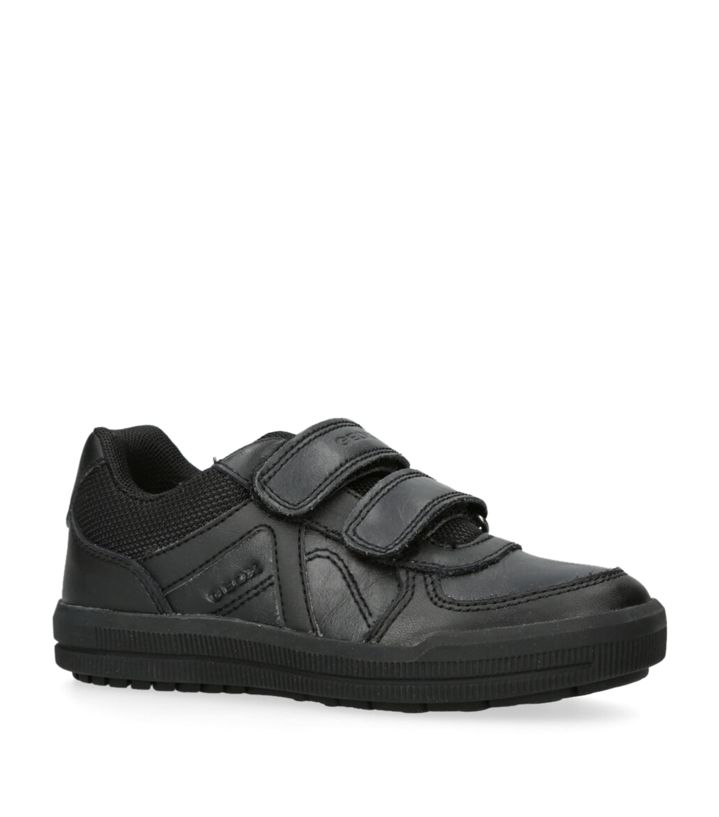 Shop Geox Leather Arzach Sneakers In Black